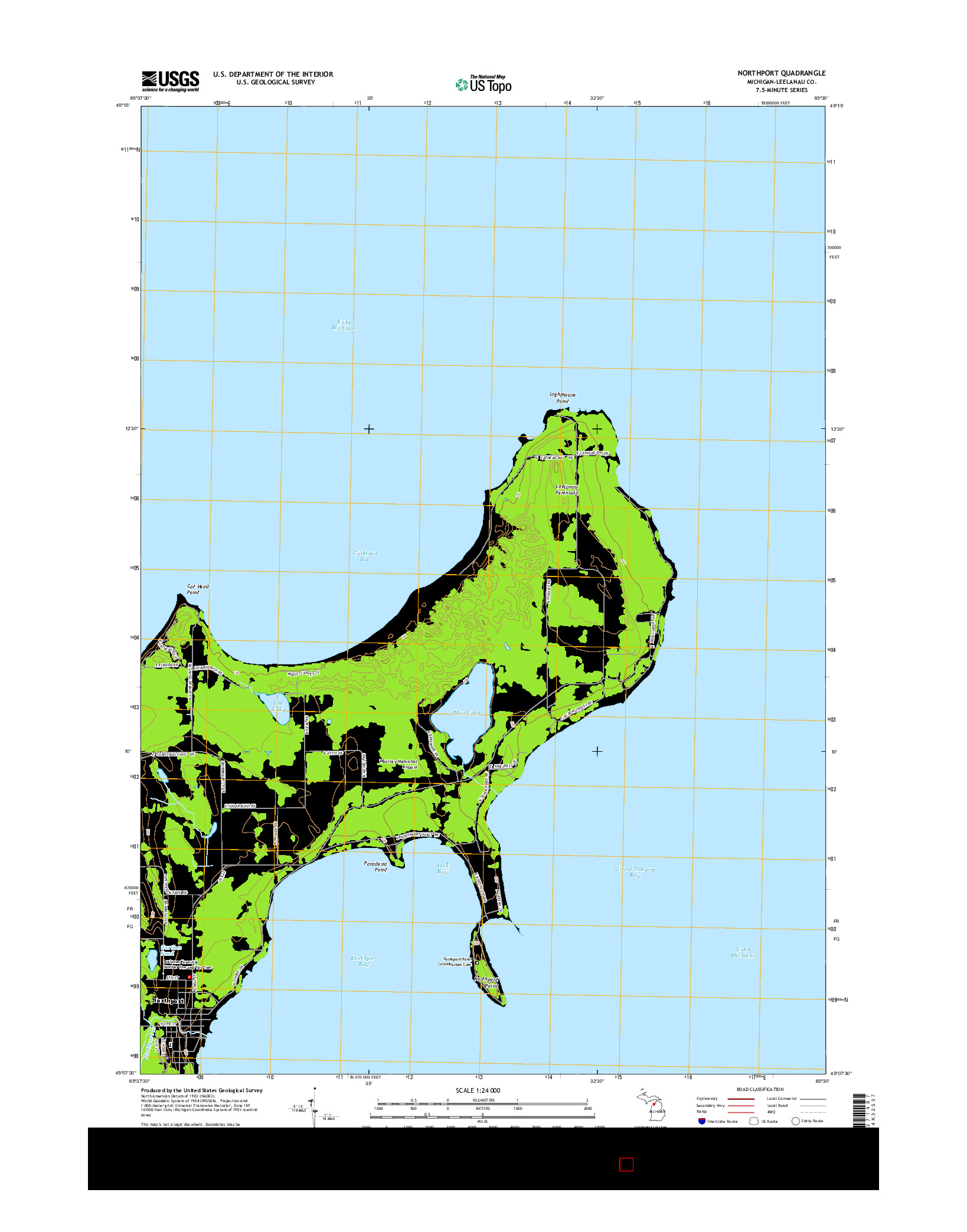 USGS US TOPO 7.5-MINUTE MAP FOR NORTHPORT, MI 2014