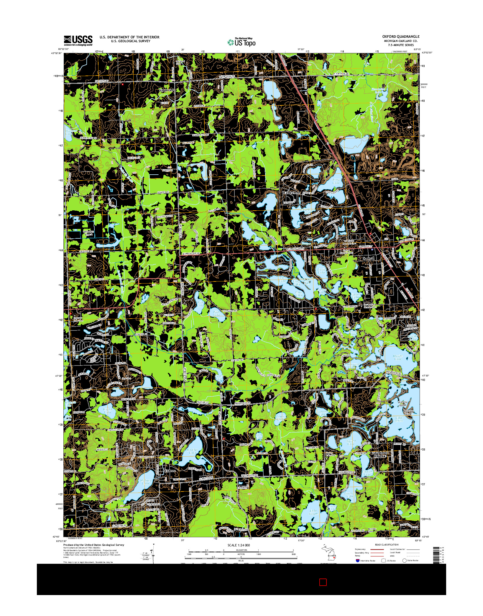 USGS US TOPO 7.5-MINUTE MAP FOR OXFORD, MI 2014