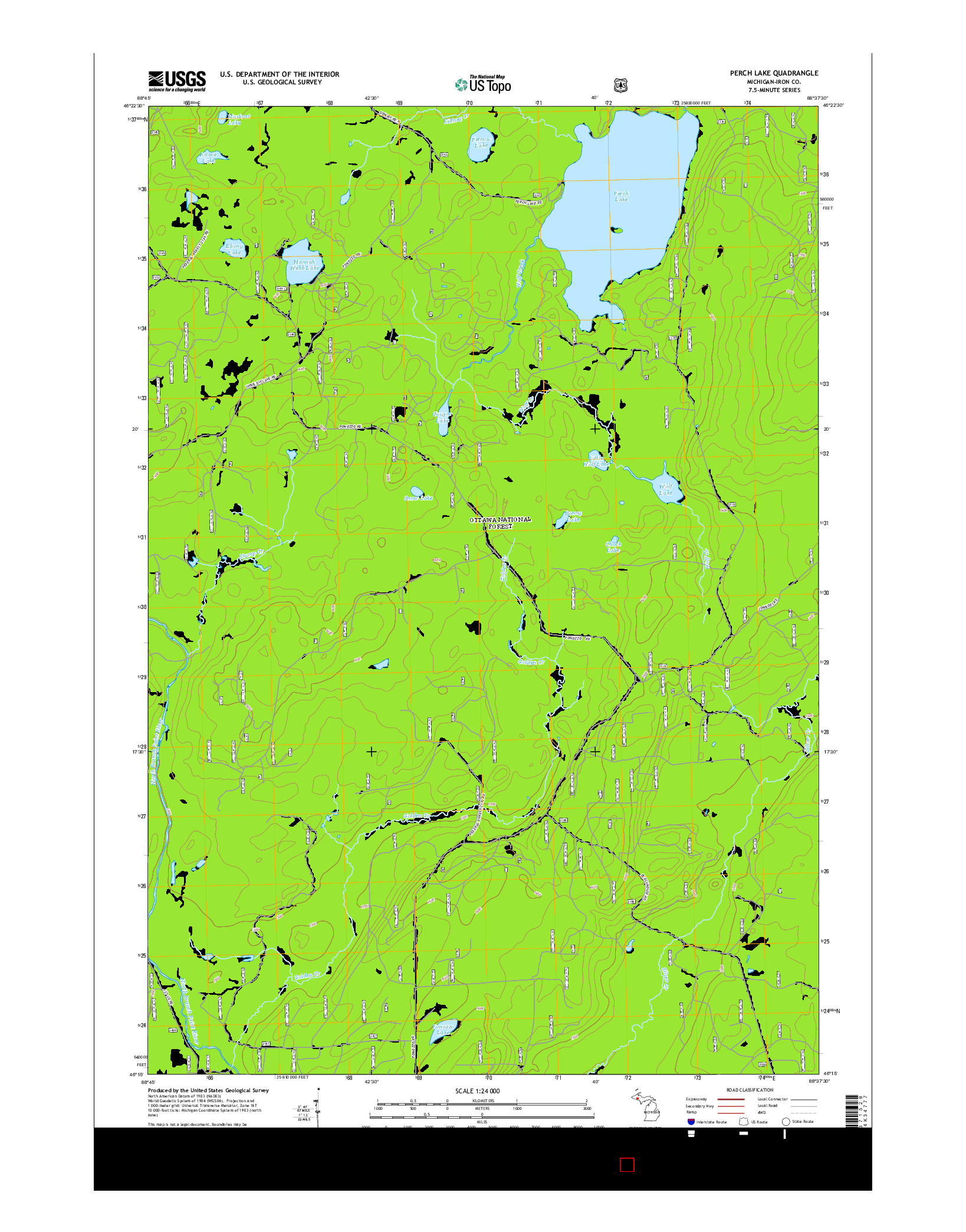 USGS US TOPO 7.5-MINUTE MAP FOR PERCH LAKE, MI 2014