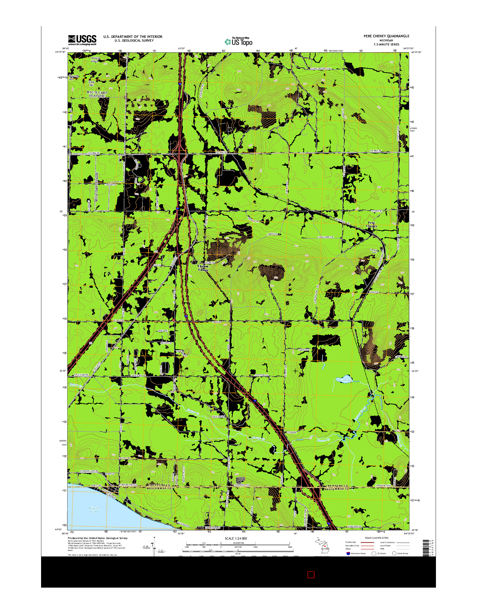 USGS US TOPO 7.5-MINUTE MAP FOR PERE CHENEY, MI 2014