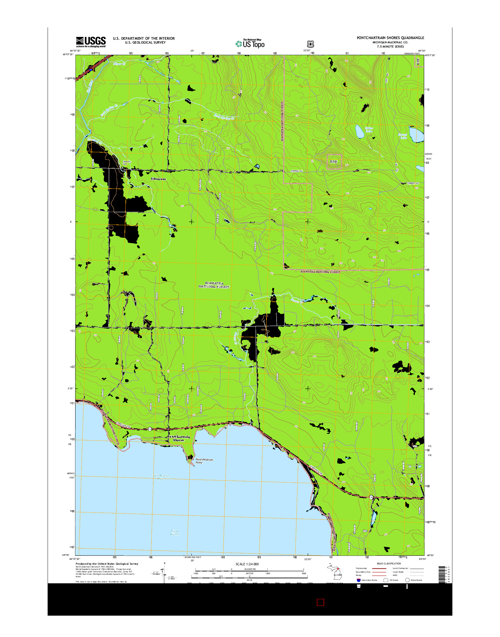 USGS US TOPO 7.5-MINUTE MAP FOR PONTCHARTRAIN SHORES, MI 2014