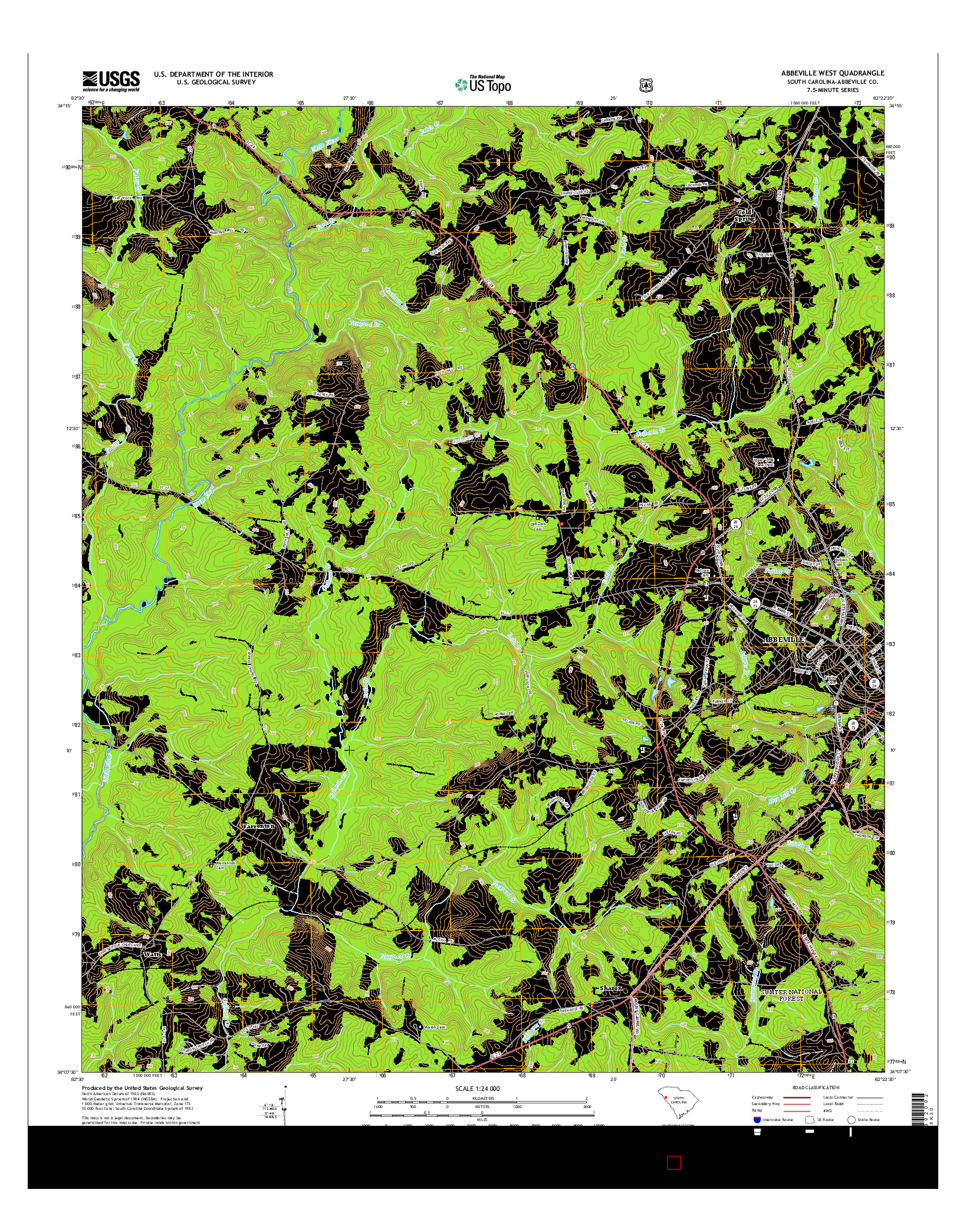 USGS US TOPO 7.5-MINUTE MAP FOR ABBEVILLE WEST, SC 2014