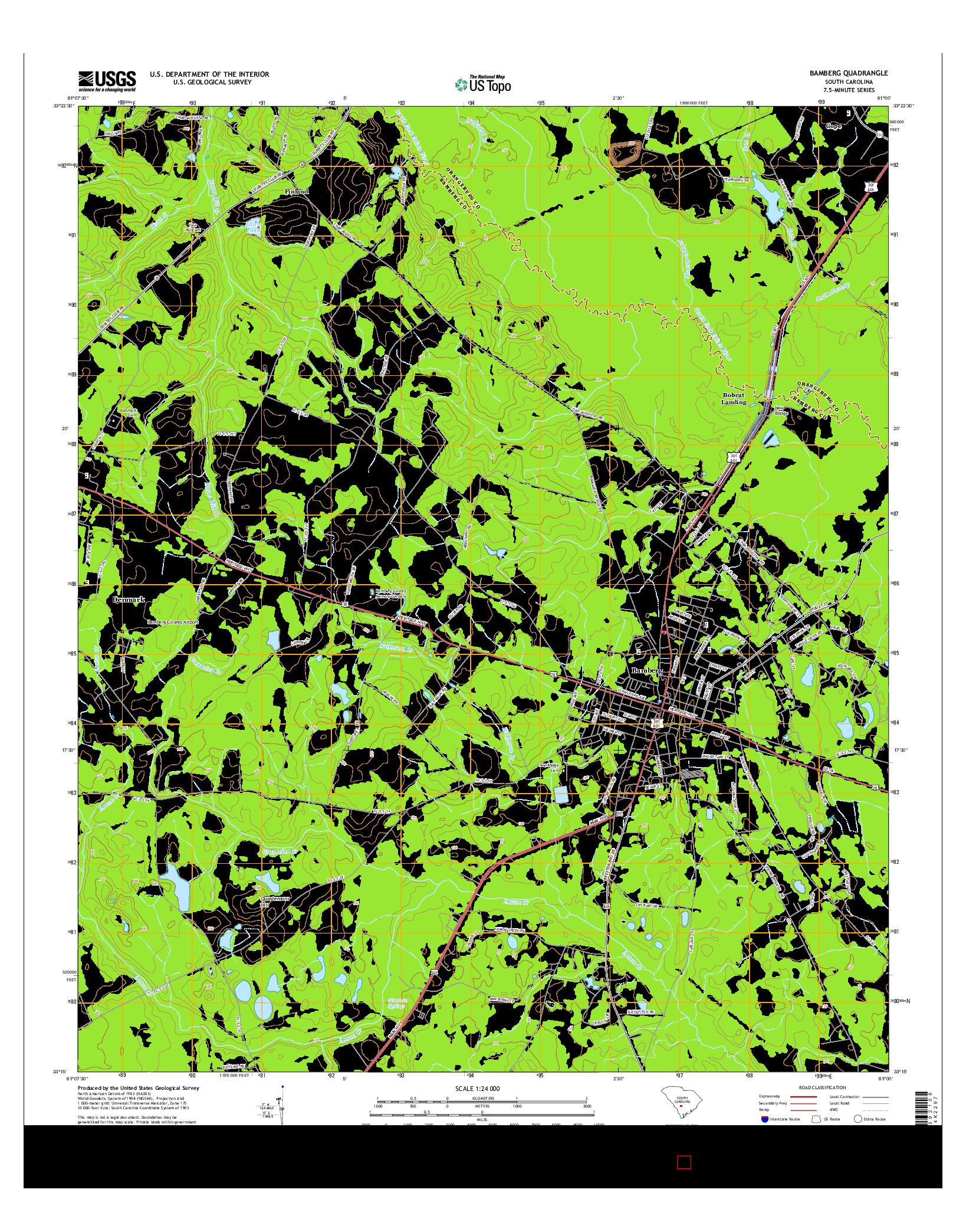 USGS US TOPO 7.5-MINUTE MAP FOR BAMBERG, SC 2014