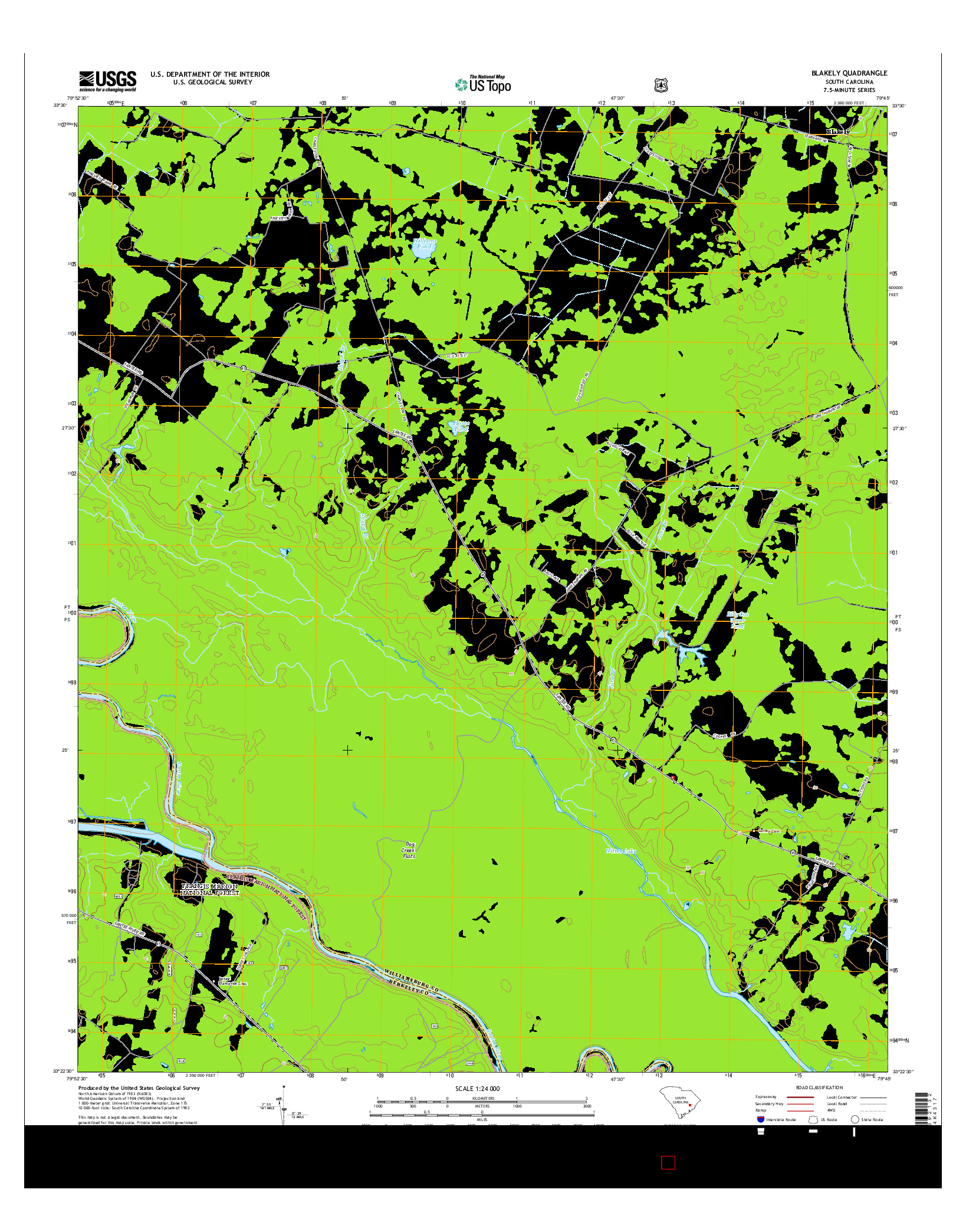USGS US TOPO 7.5-MINUTE MAP FOR BLAKELY, SC 2014