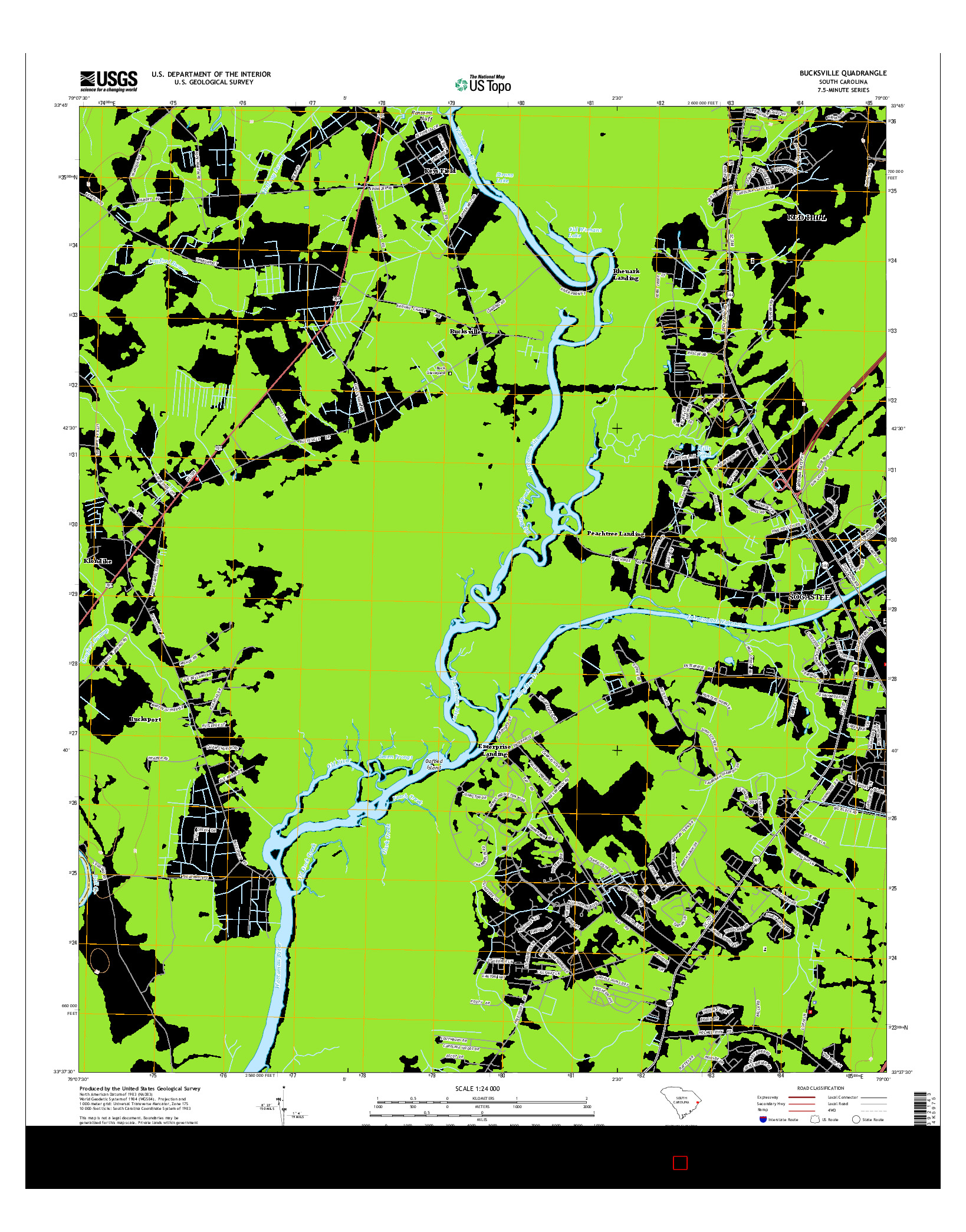 USGS US TOPO 7.5-MINUTE MAP FOR BUCKSVILLE, SC 2014
