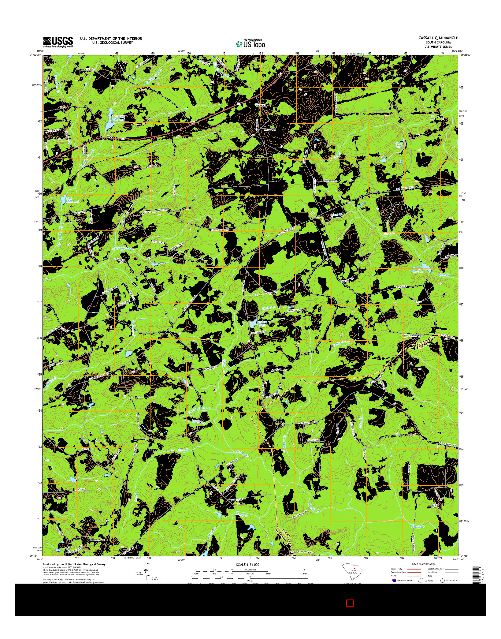 USGS US TOPO 7.5-MINUTE MAP FOR CASSATT, SC 2014