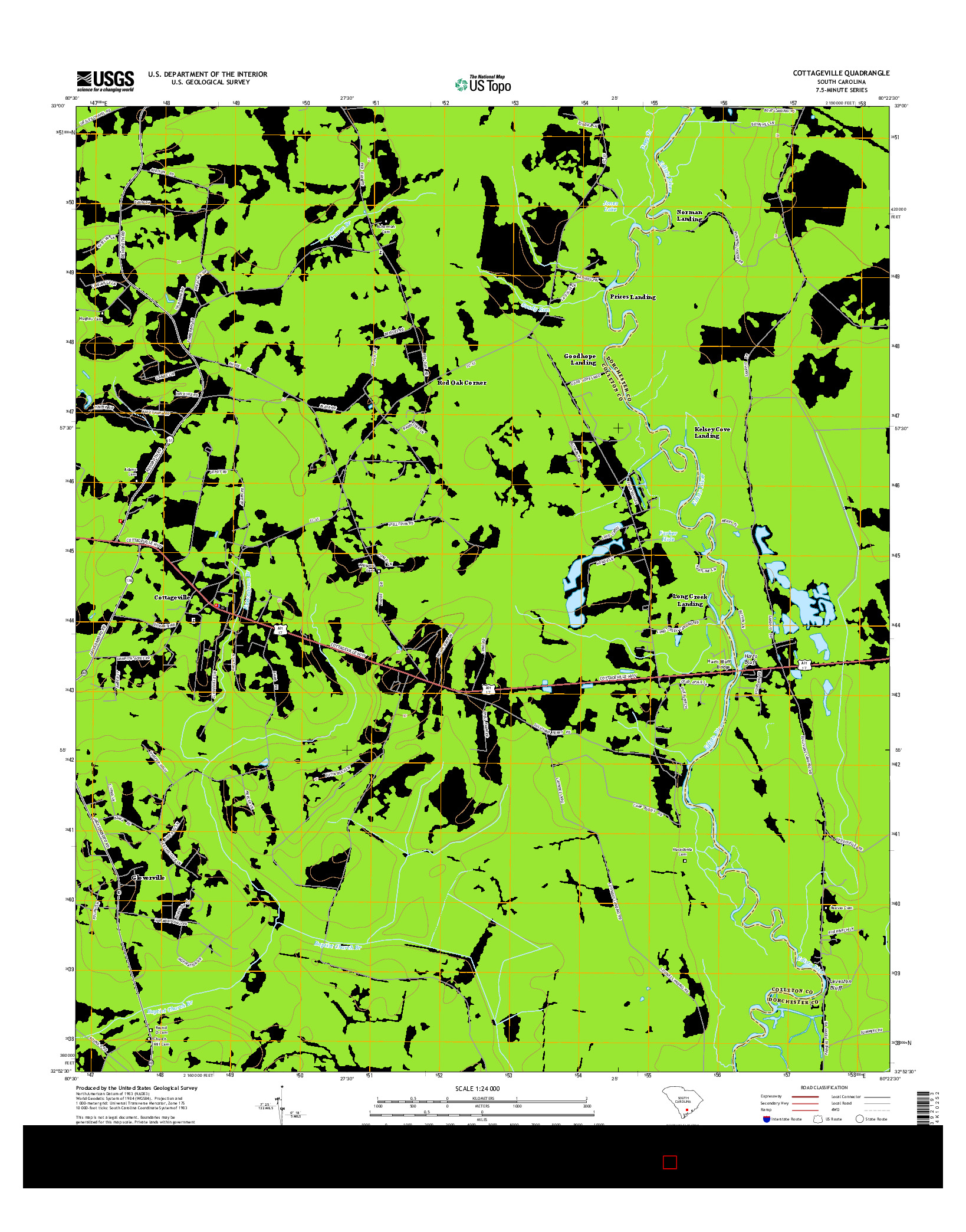 USGS US TOPO 7.5-MINUTE MAP FOR COTTAGEVILLE, SC 2014