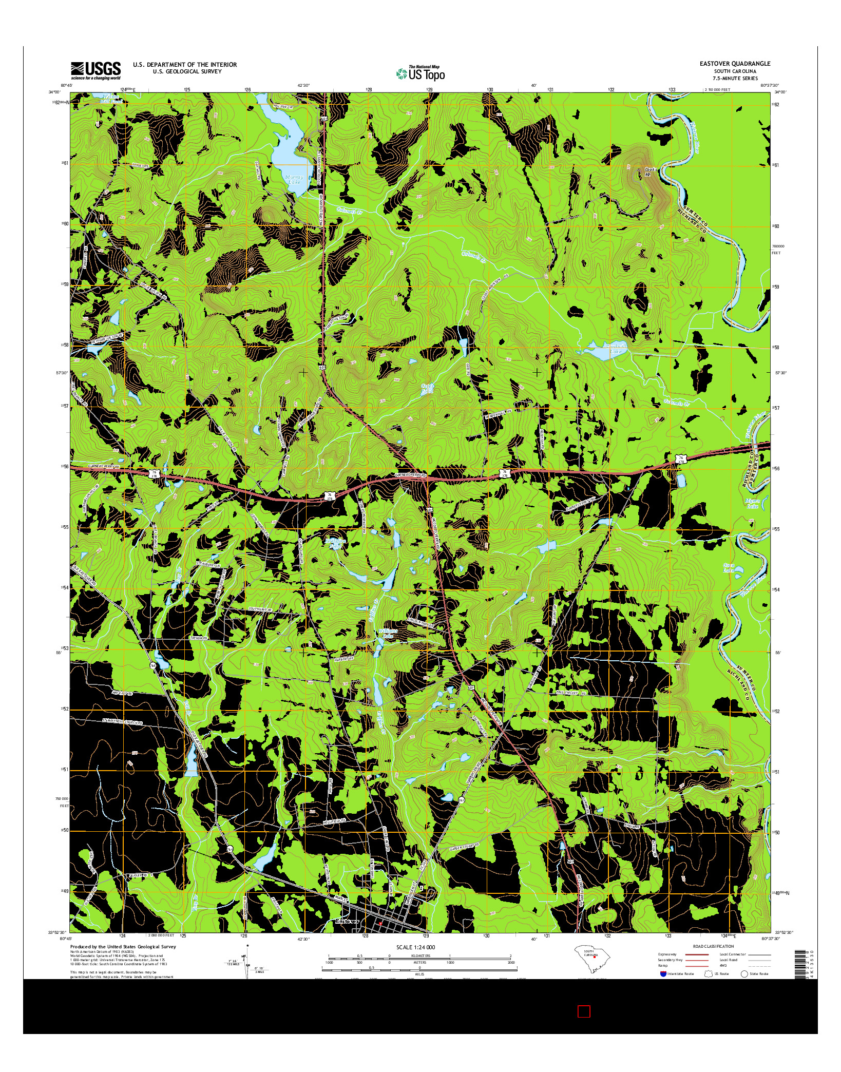 USGS US TOPO 7.5-MINUTE MAP FOR EASTOVER, SC 2014