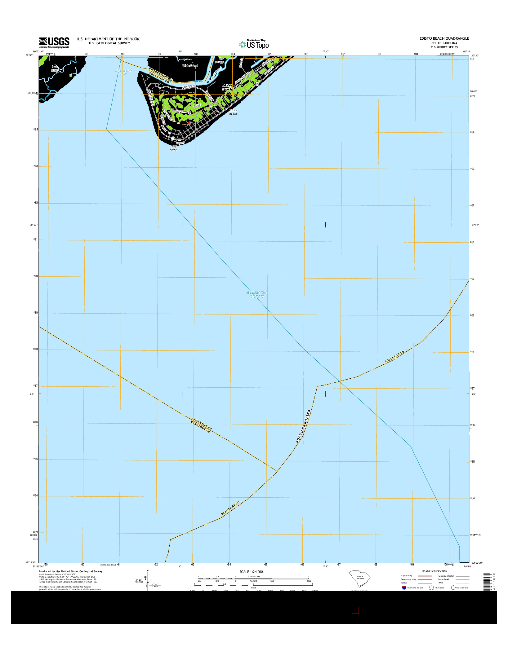 USGS US TOPO 7.5-MINUTE MAP FOR EDISTO BEACH, SC 2014