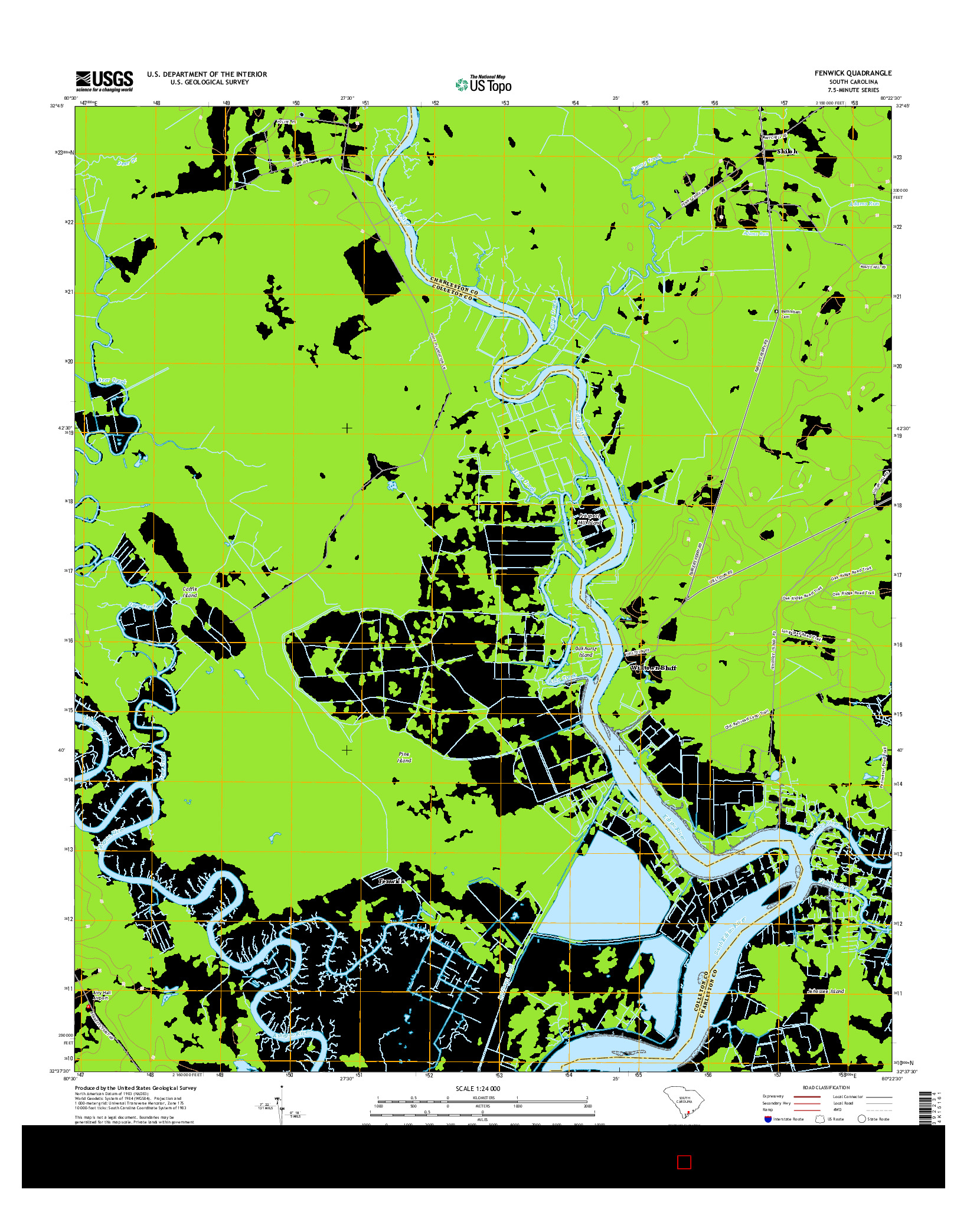 USGS US TOPO 7.5-MINUTE MAP FOR FENWICK, SC 2014