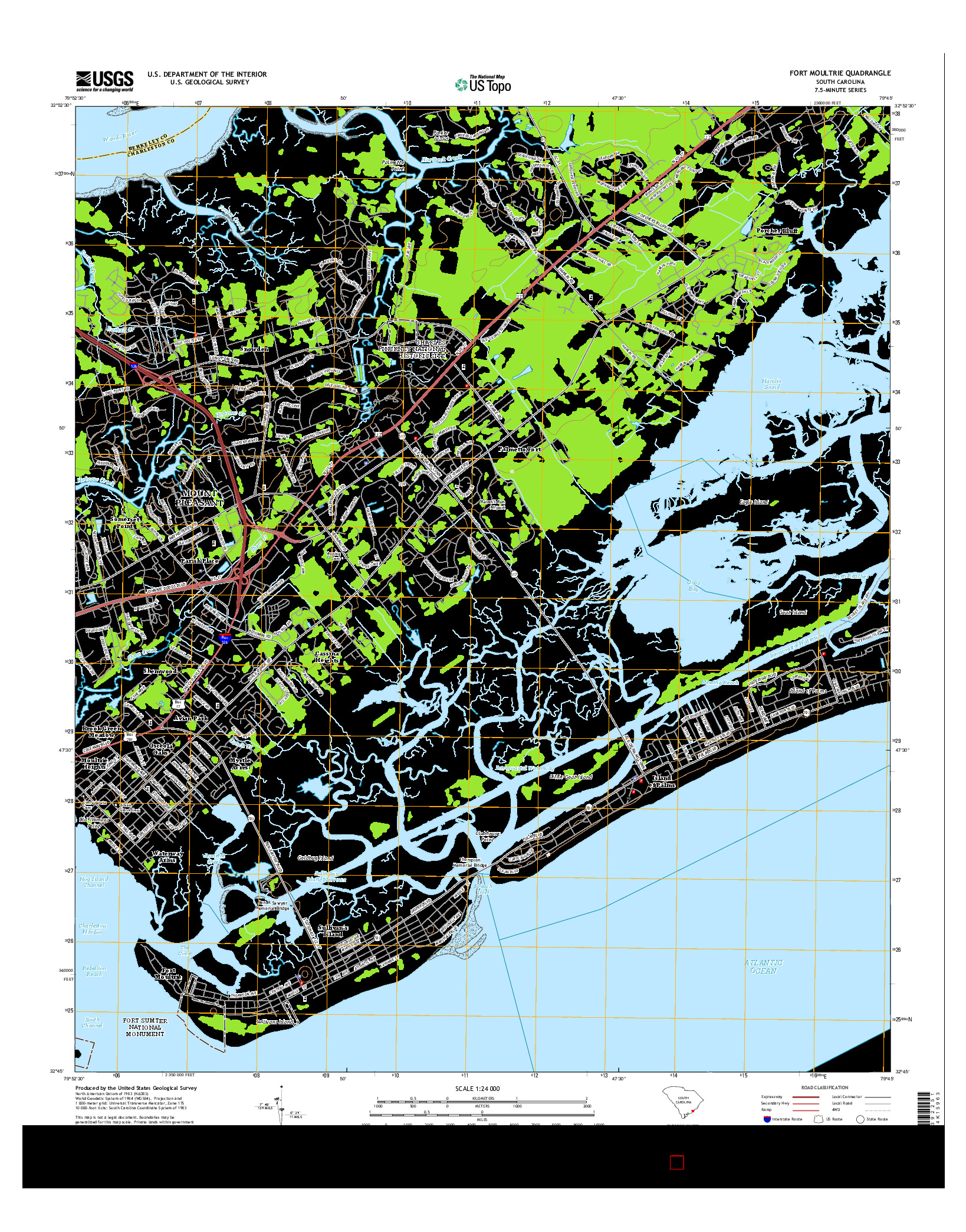 USGS US TOPO 7.5-MINUTE MAP FOR FORT MOULTRIE, SC 2014
