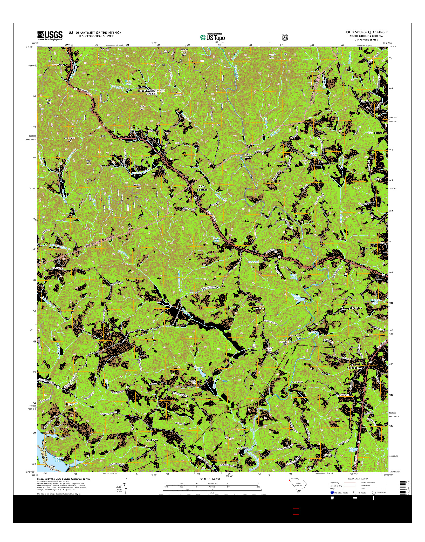 USGS US TOPO 7.5-MINUTE MAP FOR HOLLY SPRINGS, SC-GA 2014