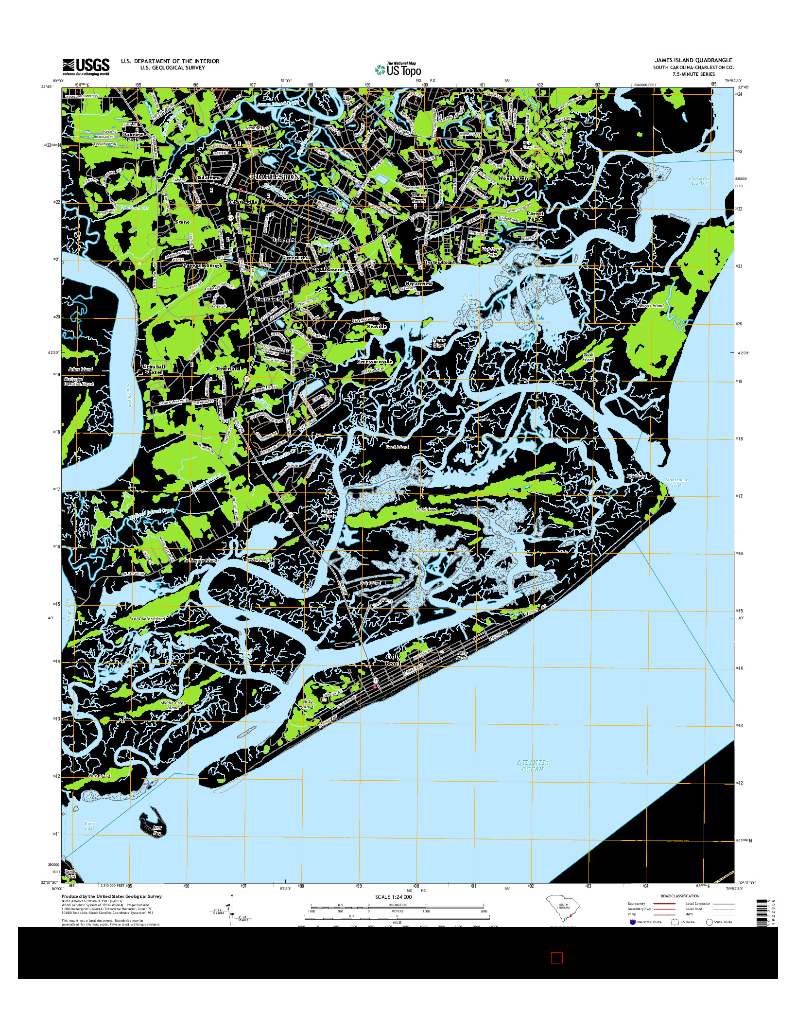 USGS US TOPO 7.5-MINUTE MAP FOR JAMES ISLAND, SC 2014