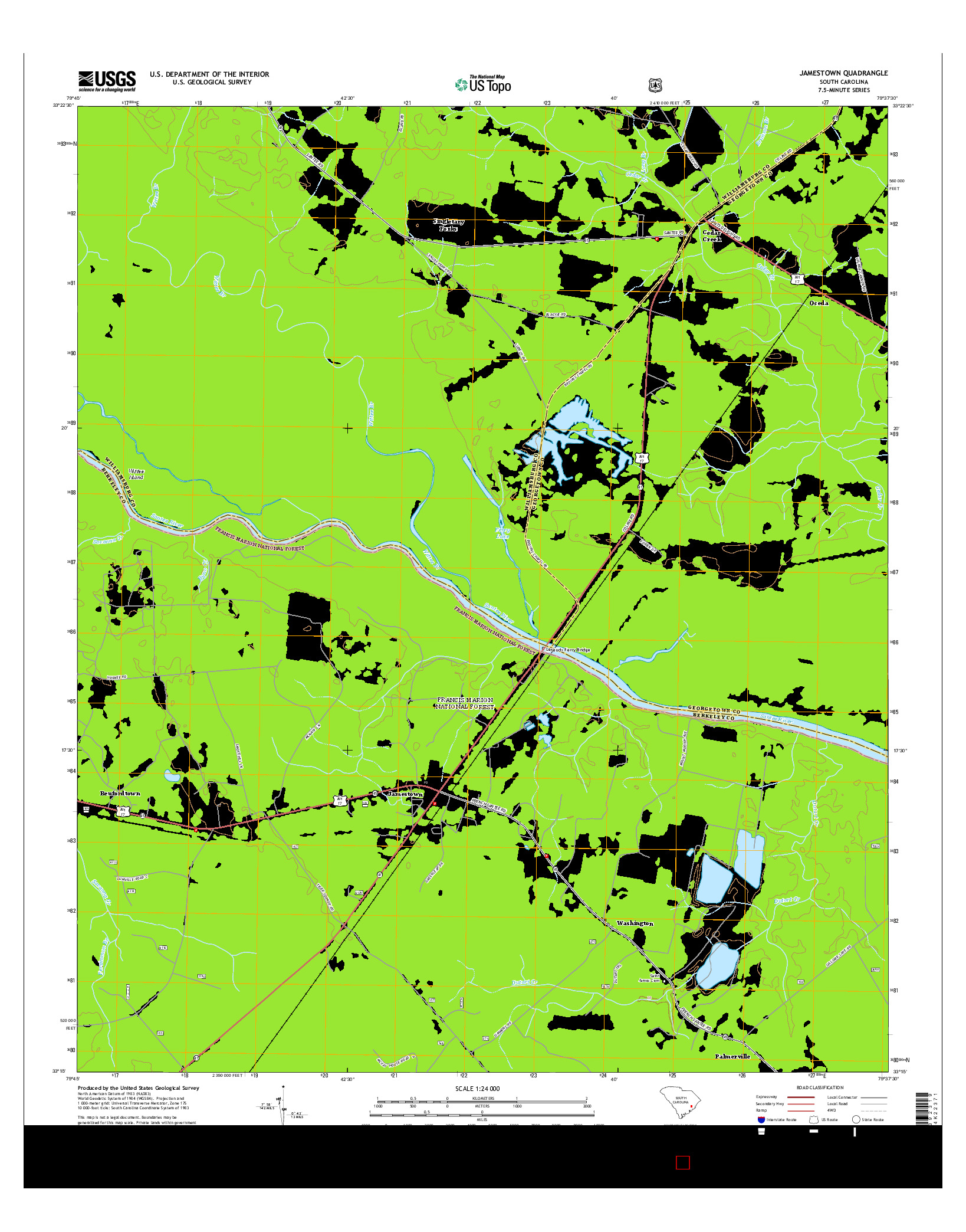 USGS US TOPO 7.5-MINUTE MAP FOR JAMESTOWN, SC 2014
