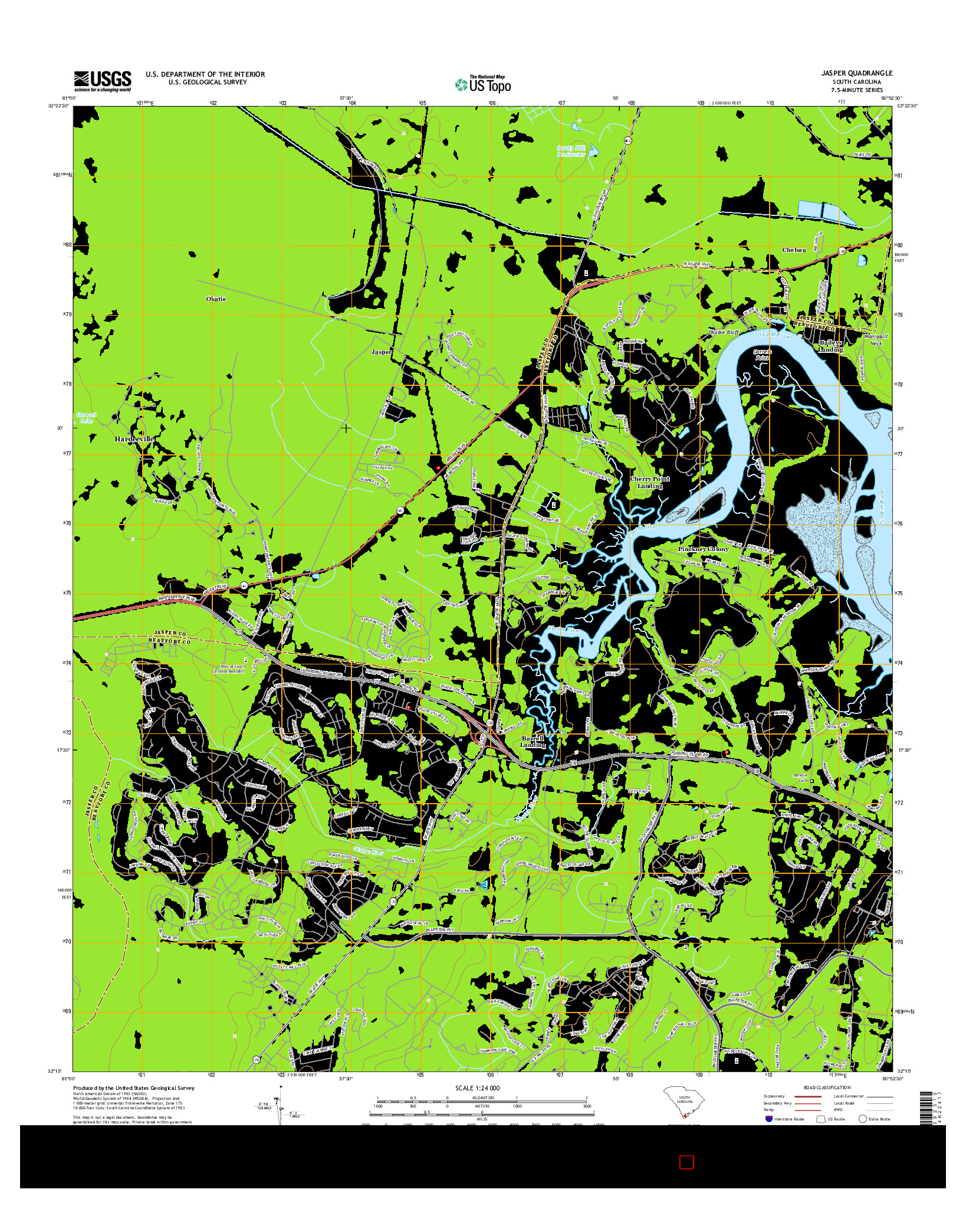USGS US TOPO 7.5-MINUTE MAP FOR JASPER, SC 2014