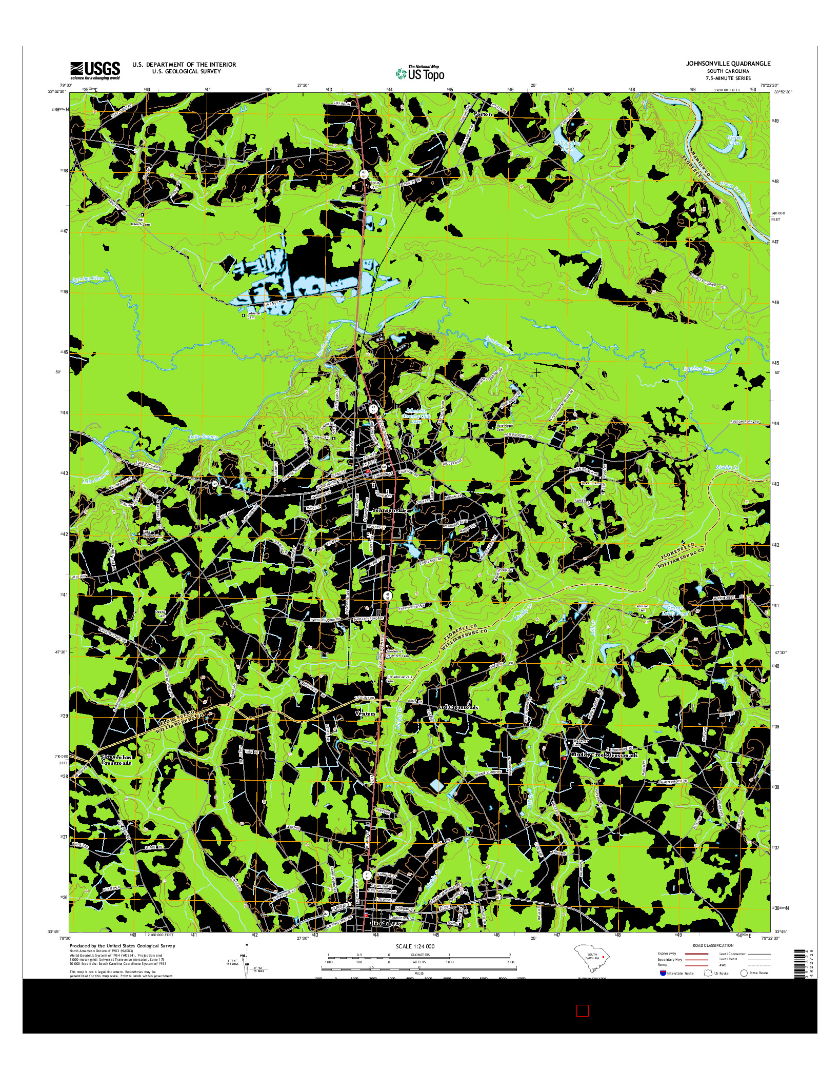USGS US TOPO 7.5-MINUTE MAP FOR JOHNSONVILLE, SC 2014