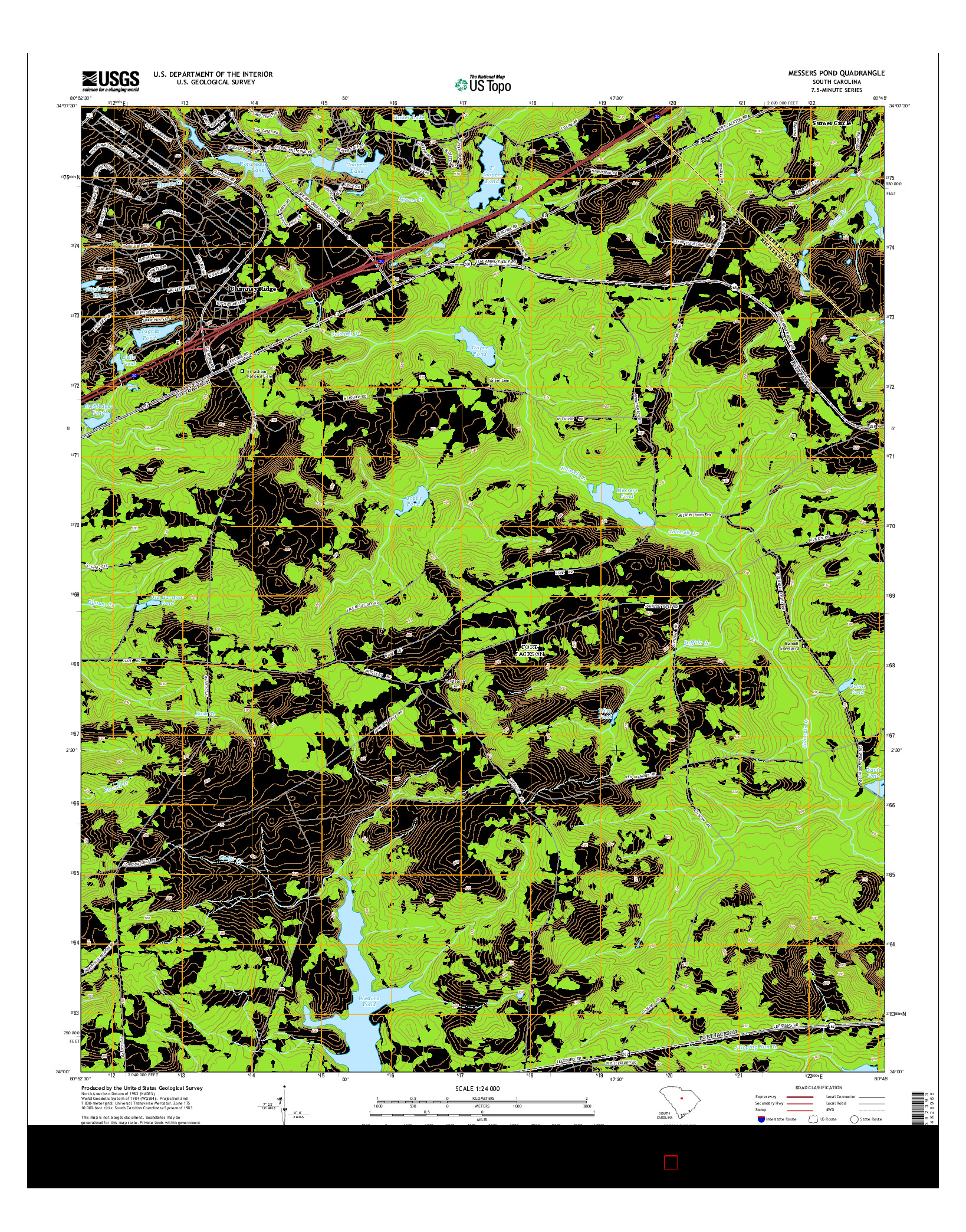 USGS US TOPO 7.5-MINUTE MAP FOR MESSERS POND, SC 2014