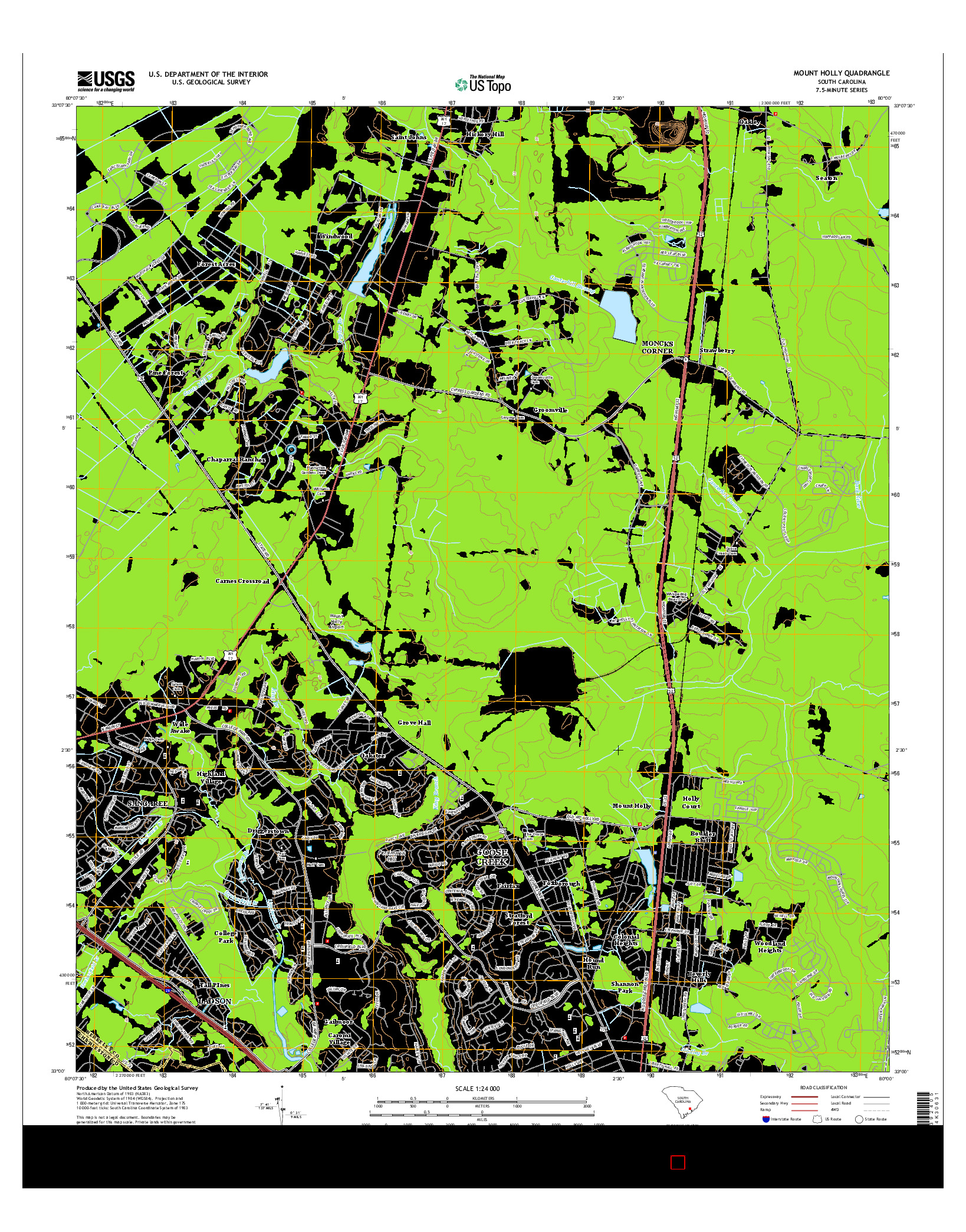 USGS US TOPO 7.5-MINUTE MAP FOR MOUNT HOLLY, SC 2014