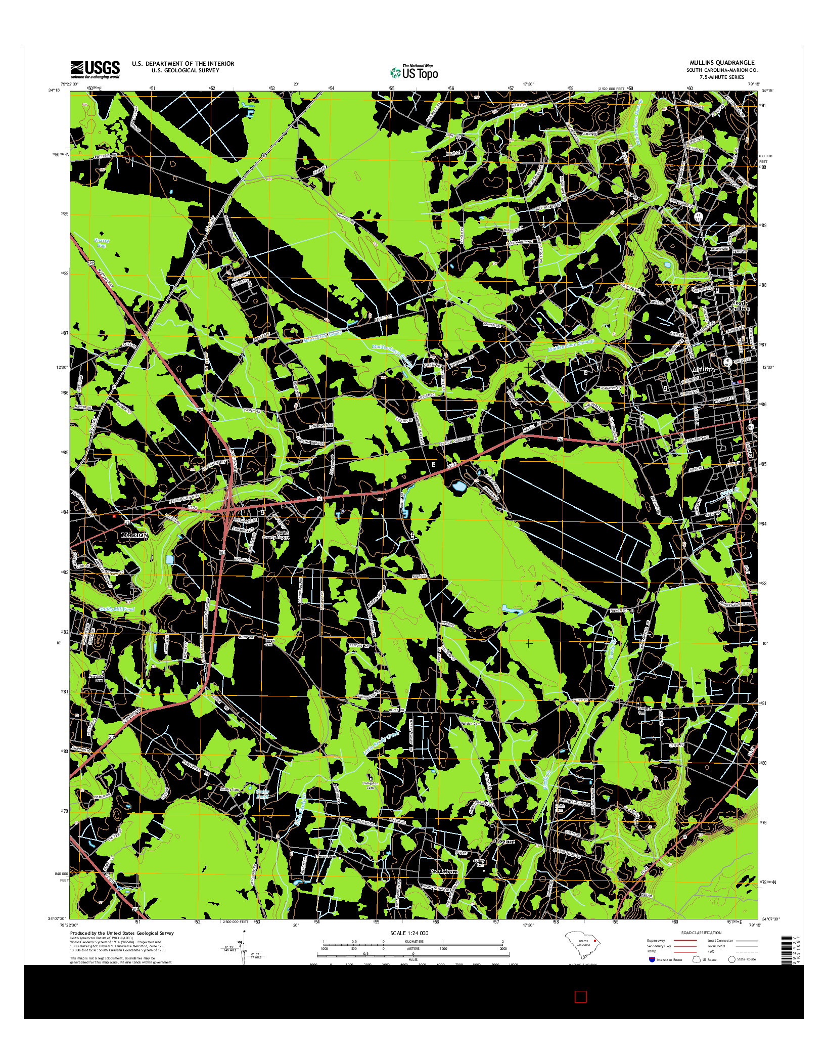 USGS US TOPO 7.5-MINUTE MAP FOR MULLINS, SC 2014