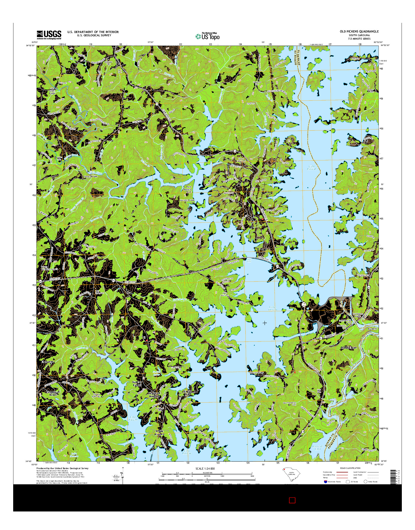USGS US TOPO 7.5-MINUTE MAP FOR OLD PICKENS, SC 2014