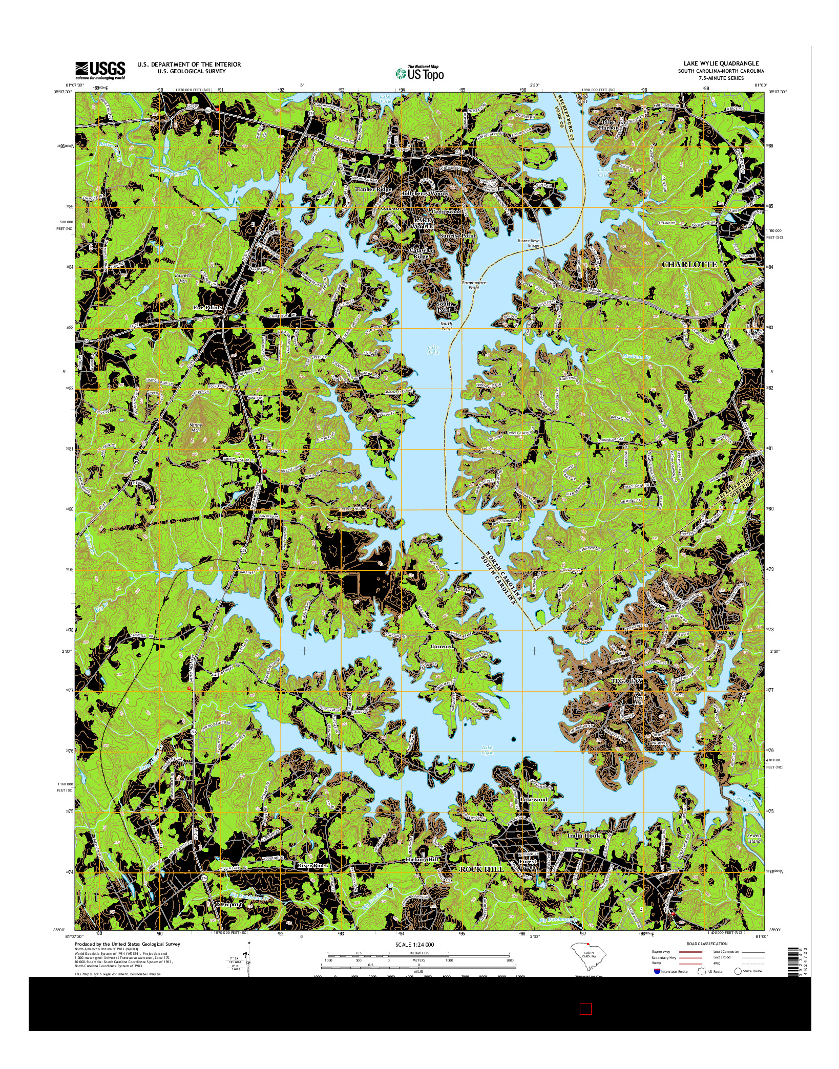 USGS US TOPO 7.5-MINUTE MAP FOR LAKE WYLIE, SC-NC 2014