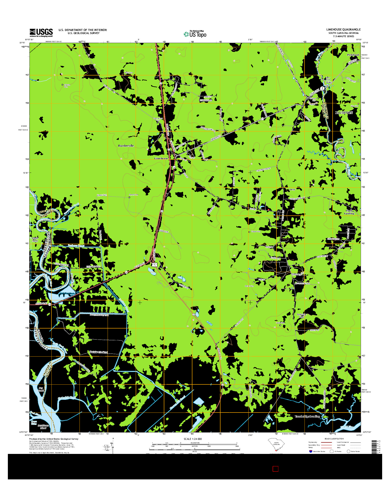 USGS US TOPO 7.5-MINUTE MAP FOR LIMEHOUSE, SC-GA 2014