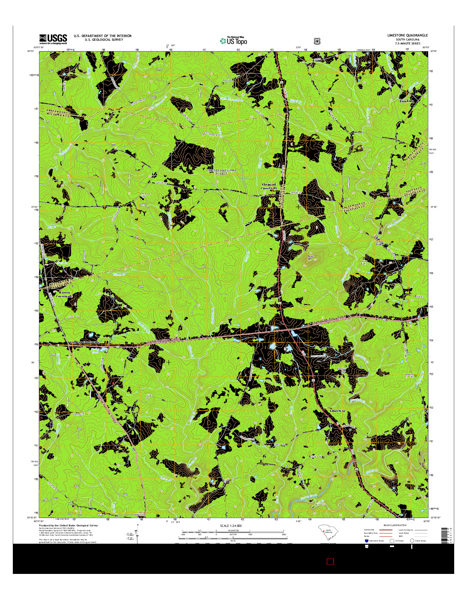 USGS US TOPO 7.5-MINUTE MAP FOR LIMESTONE, SC 2014