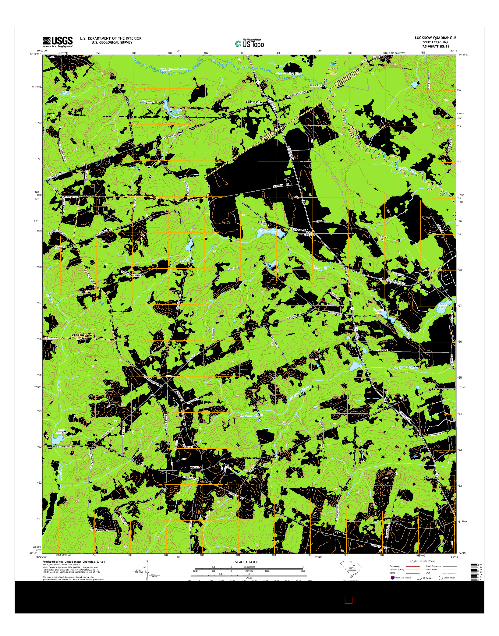 USGS US TOPO 7.5-MINUTE MAP FOR LUCKNOW, SC 2014