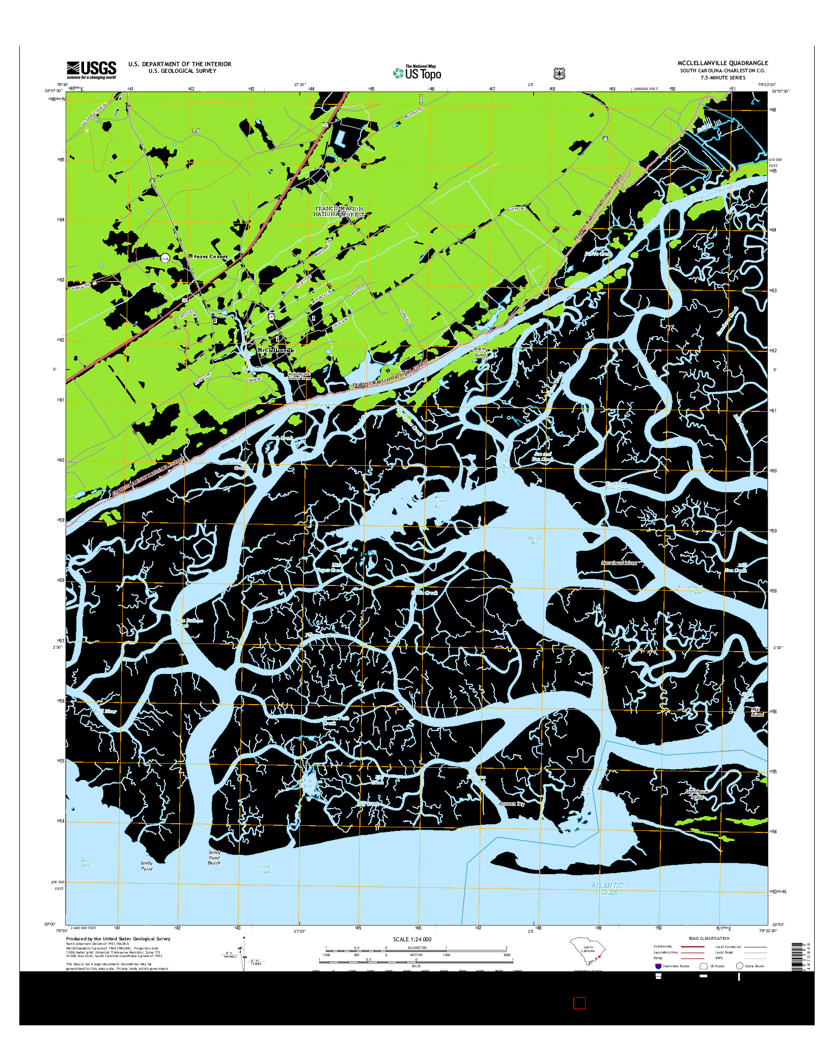 USGS US TOPO 7.5-MINUTE MAP FOR MCCLELLANVILLE, SC 2014