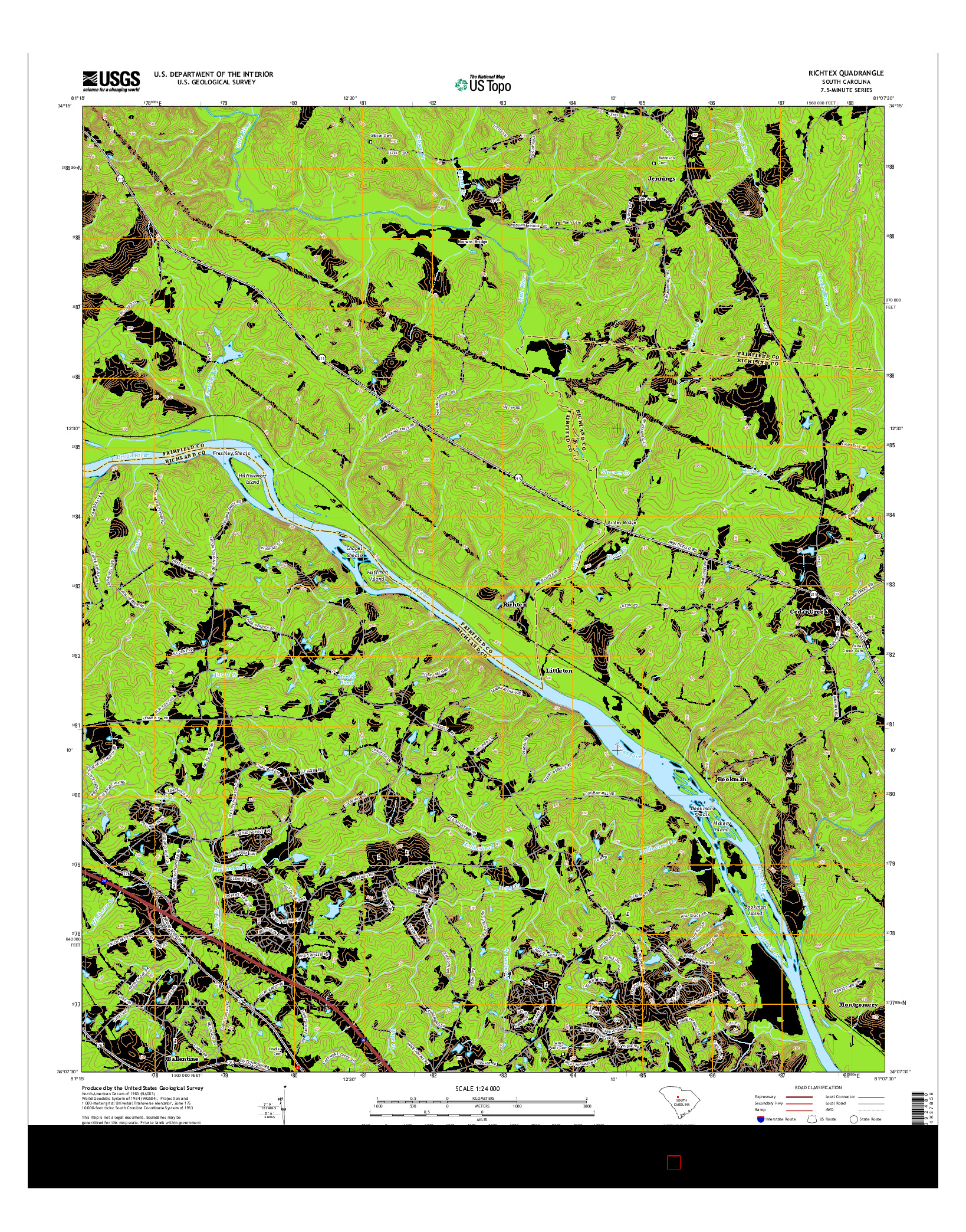USGS US TOPO 7.5-MINUTE MAP FOR RICHTEX, SC 2014