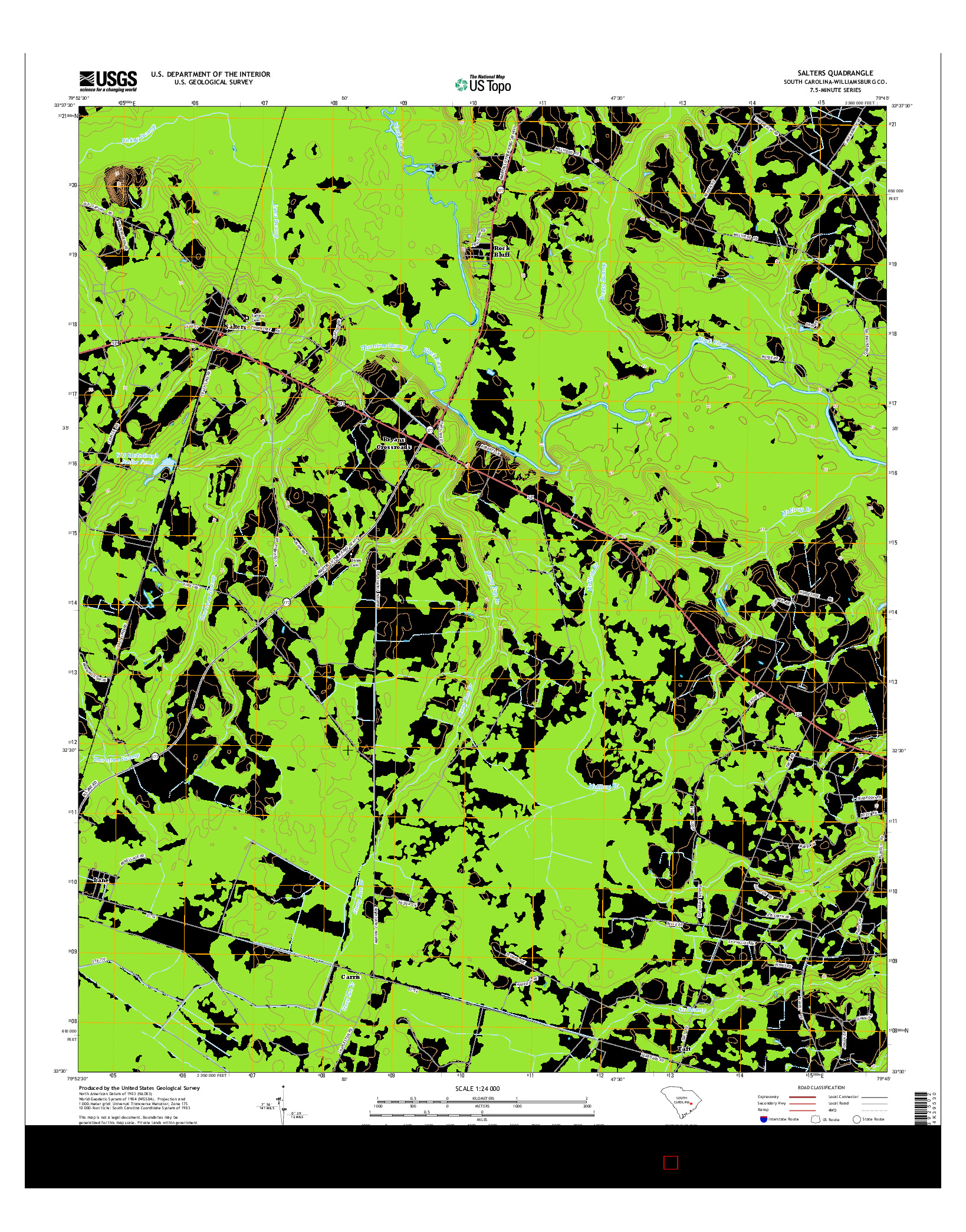USGS US TOPO 7.5-MINUTE MAP FOR SALTERS, SC 2014