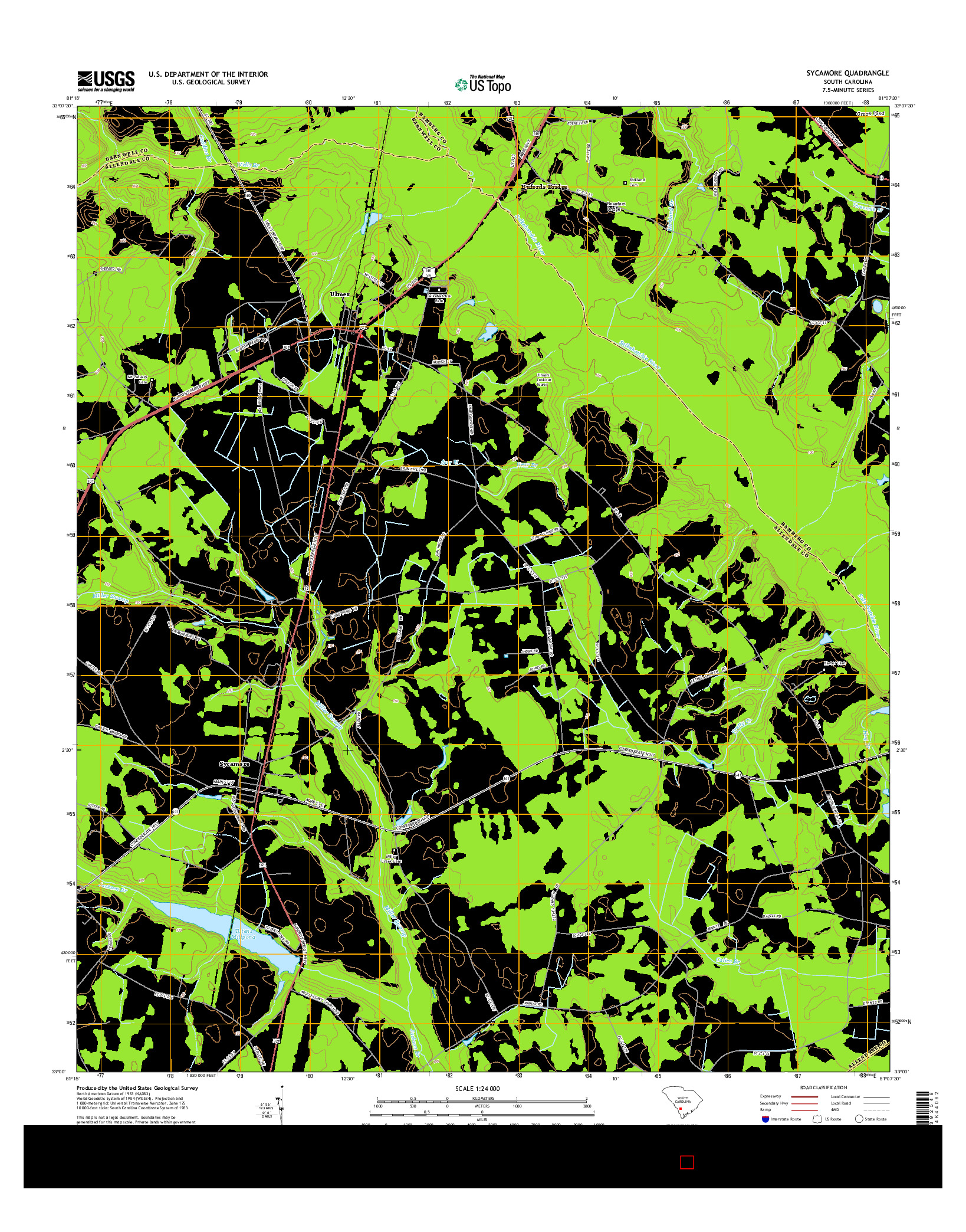 USGS US TOPO 7.5-MINUTE MAP FOR SYCAMORE, SC 2014