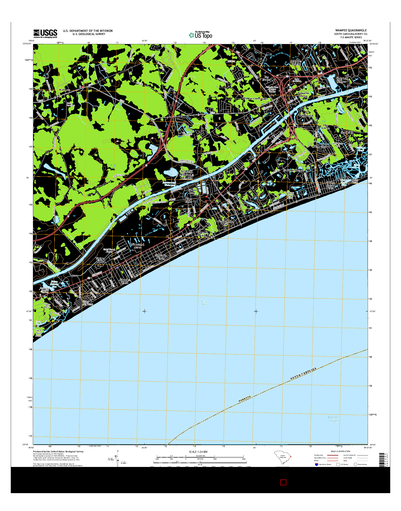 USGS US TOPO 7.5-MINUTE MAP FOR WAMPEE, SC 2014
