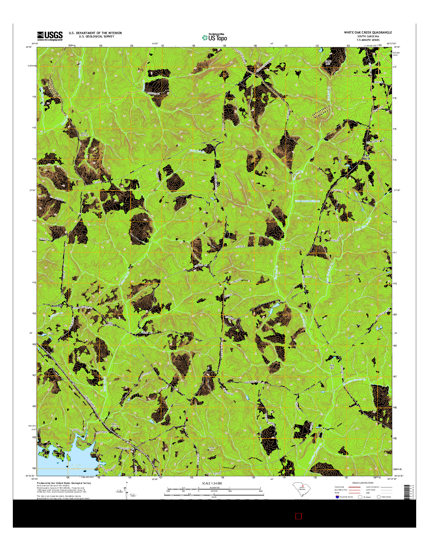 USGS US TOPO 7.5-MINUTE MAP FOR WHITE OAK CREEK, SC 2014