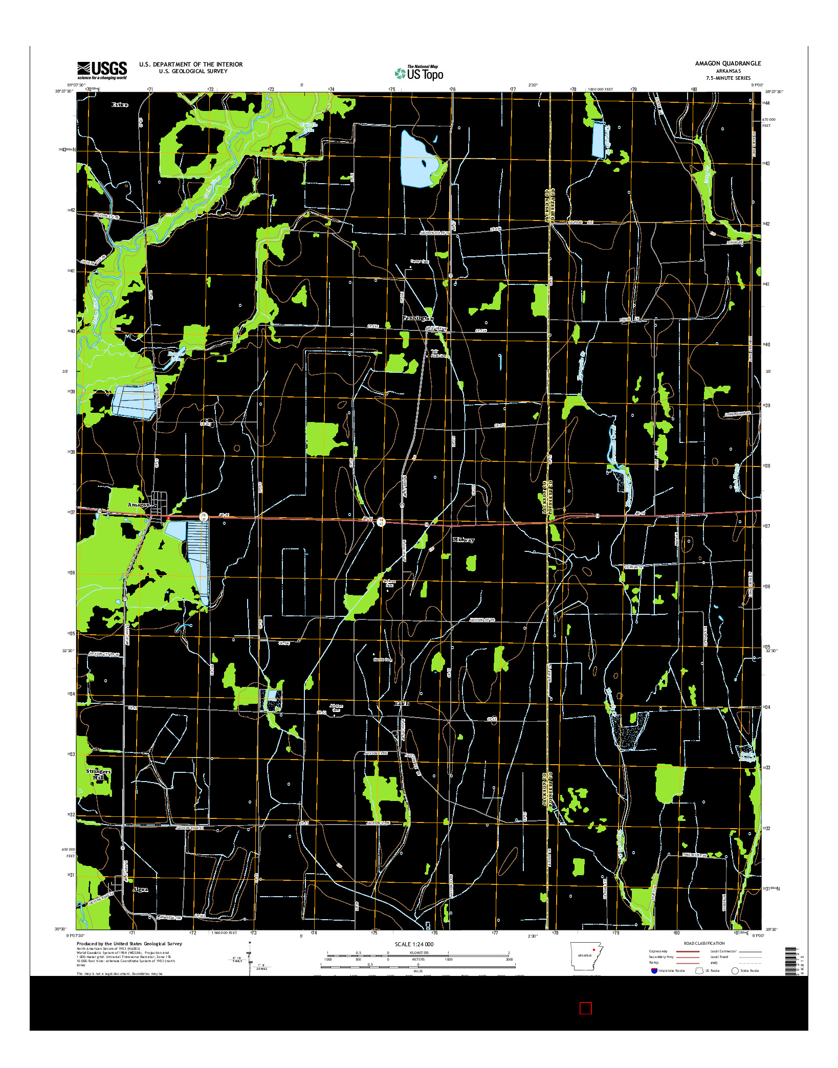 USGS US TOPO 7.5-MINUTE MAP FOR AMAGON, AR 2014