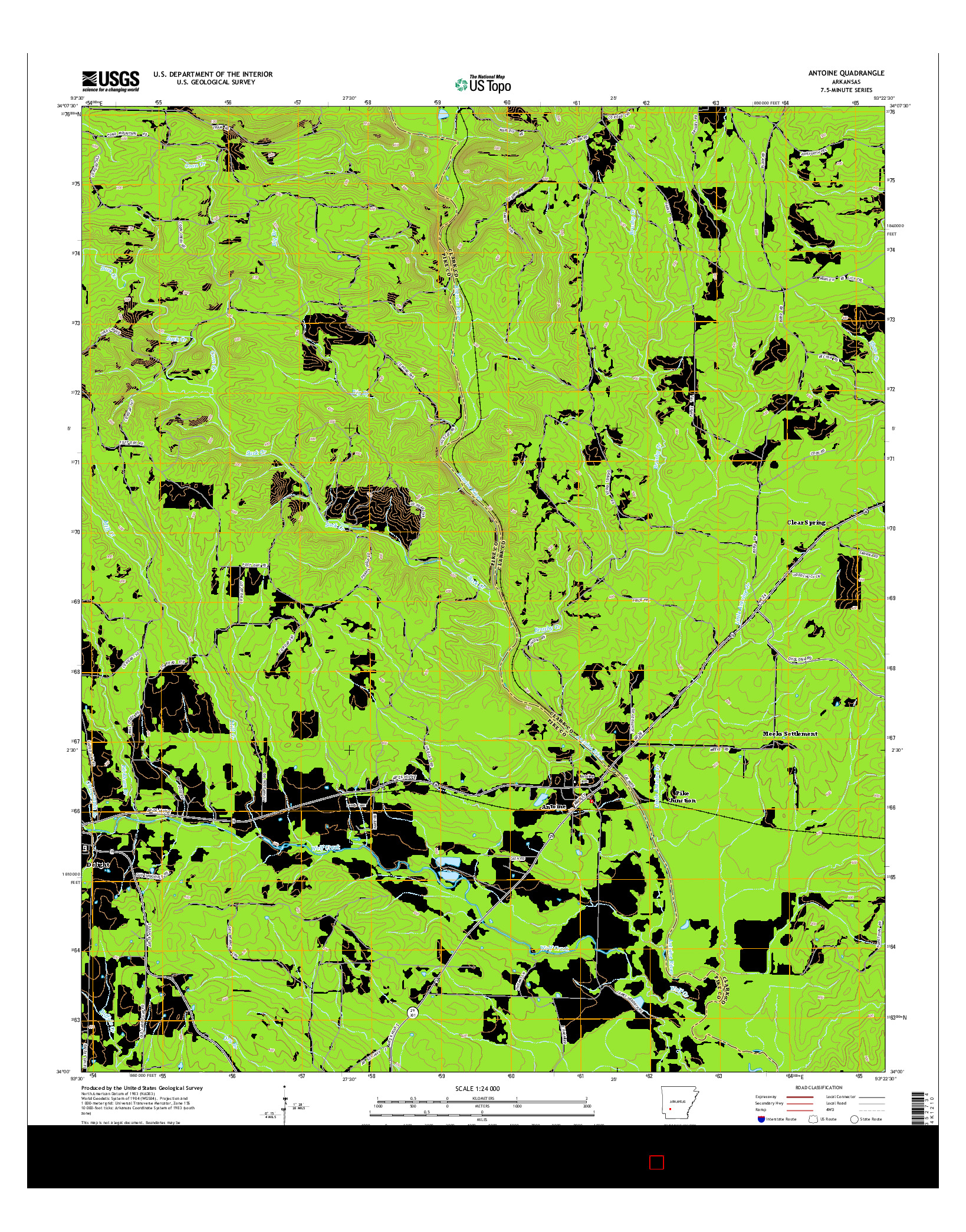 USGS US TOPO 7.5-MINUTE MAP FOR ANTOINE, AR 2014