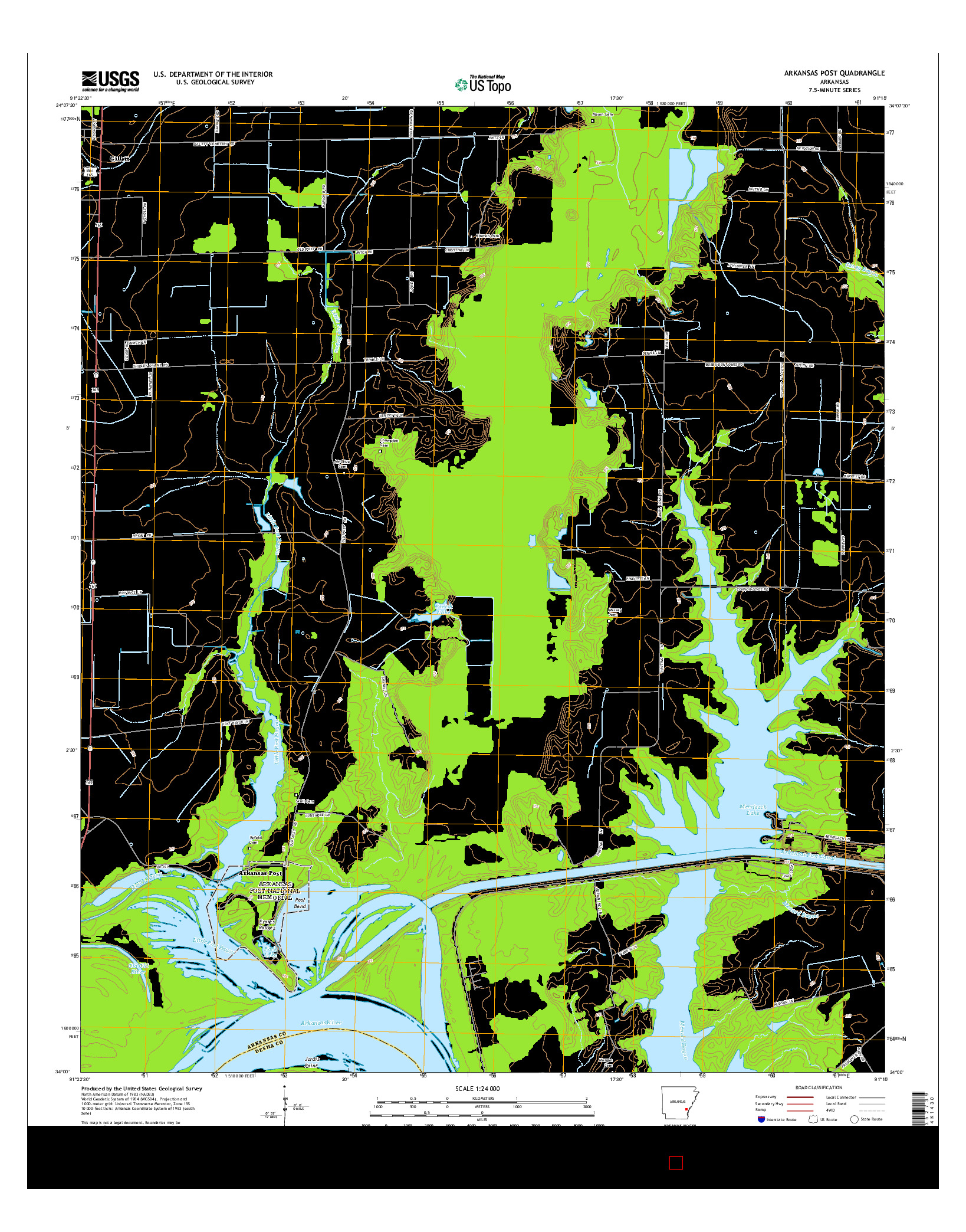 USGS US TOPO 7.5-MINUTE MAP FOR ARKANSAS POST, AR 2014