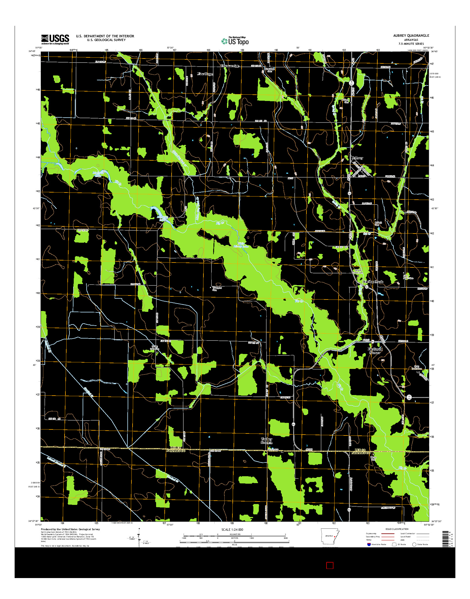 USGS US TOPO 7.5-MINUTE MAP FOR AUBREY, AR 2014