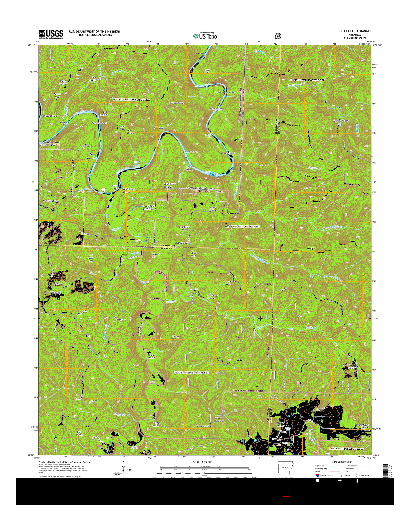 USGS US TOPO 7.5-MINUTE MAP FOR BIG FLAT, AR 2014