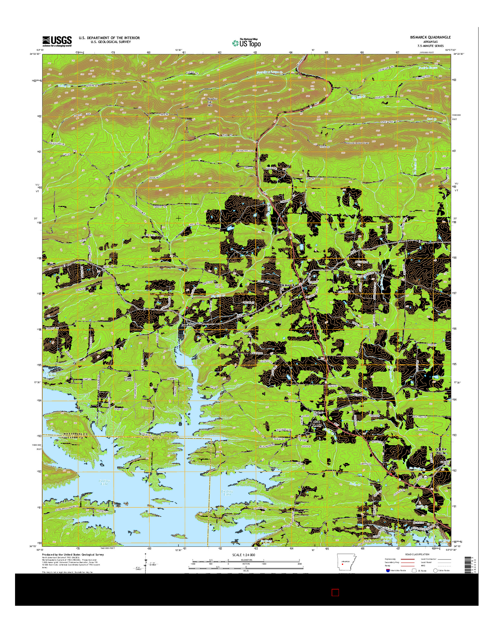 USGS US TOPO 7.5-MINUTE MAP FOR BISMARCK, AR 2014