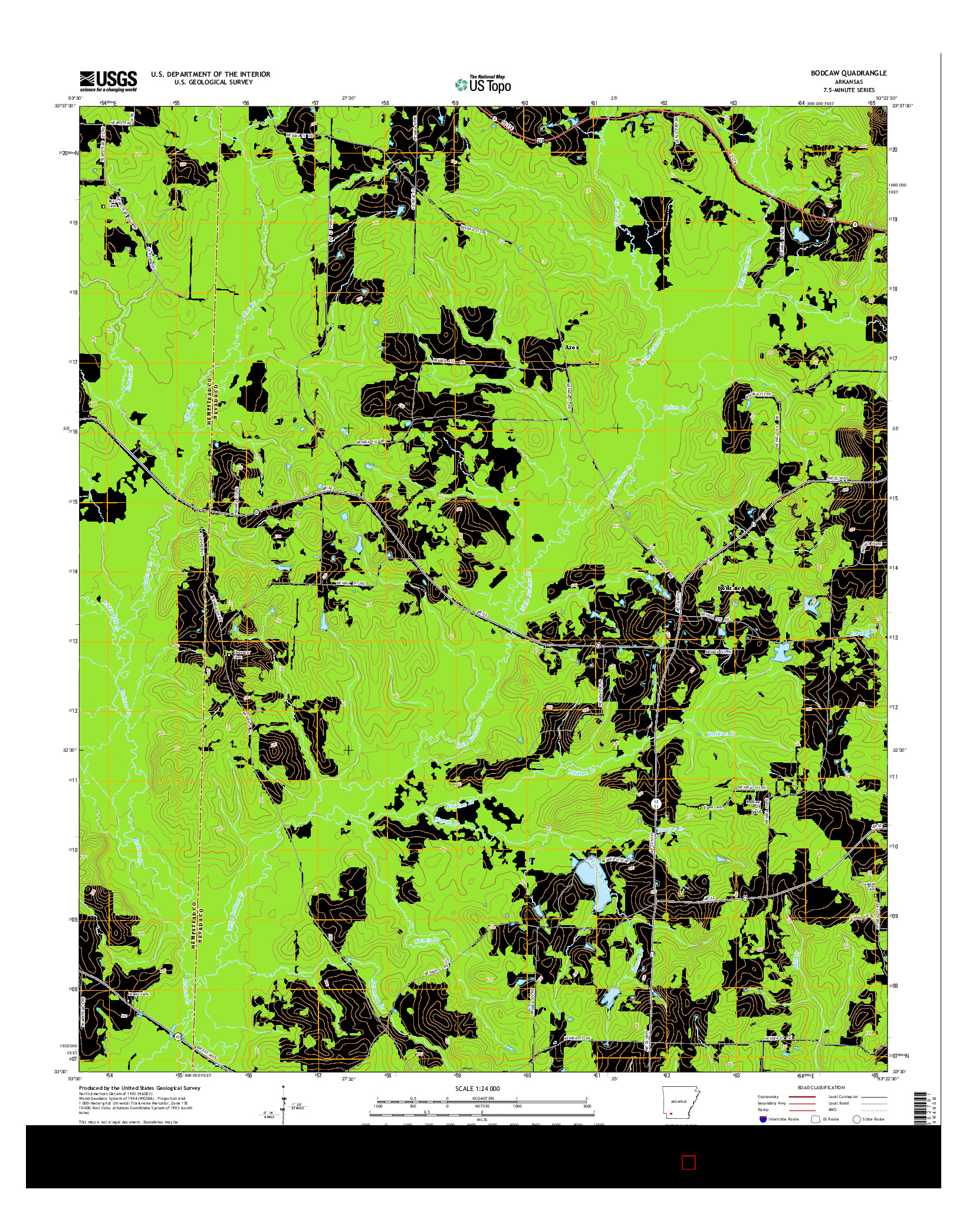 USGS US TOPO 7.5-MINUTE MAP FOR BODCAW, AR 2014