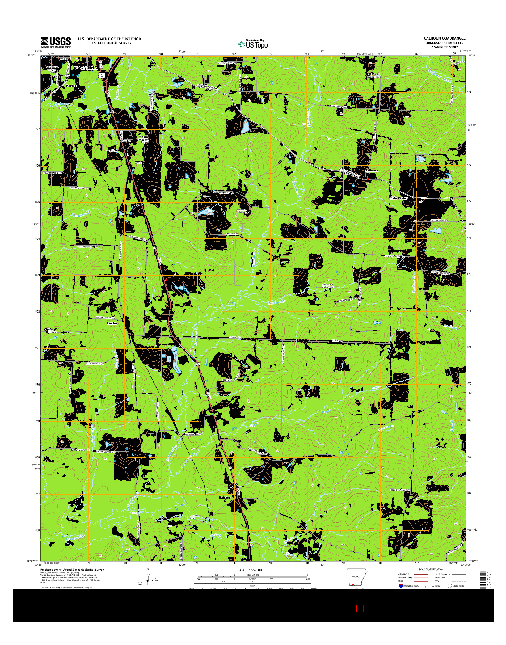 USGS US TOPO 7.5-MINUTE MAP FOR CALHOUN, AR 2014