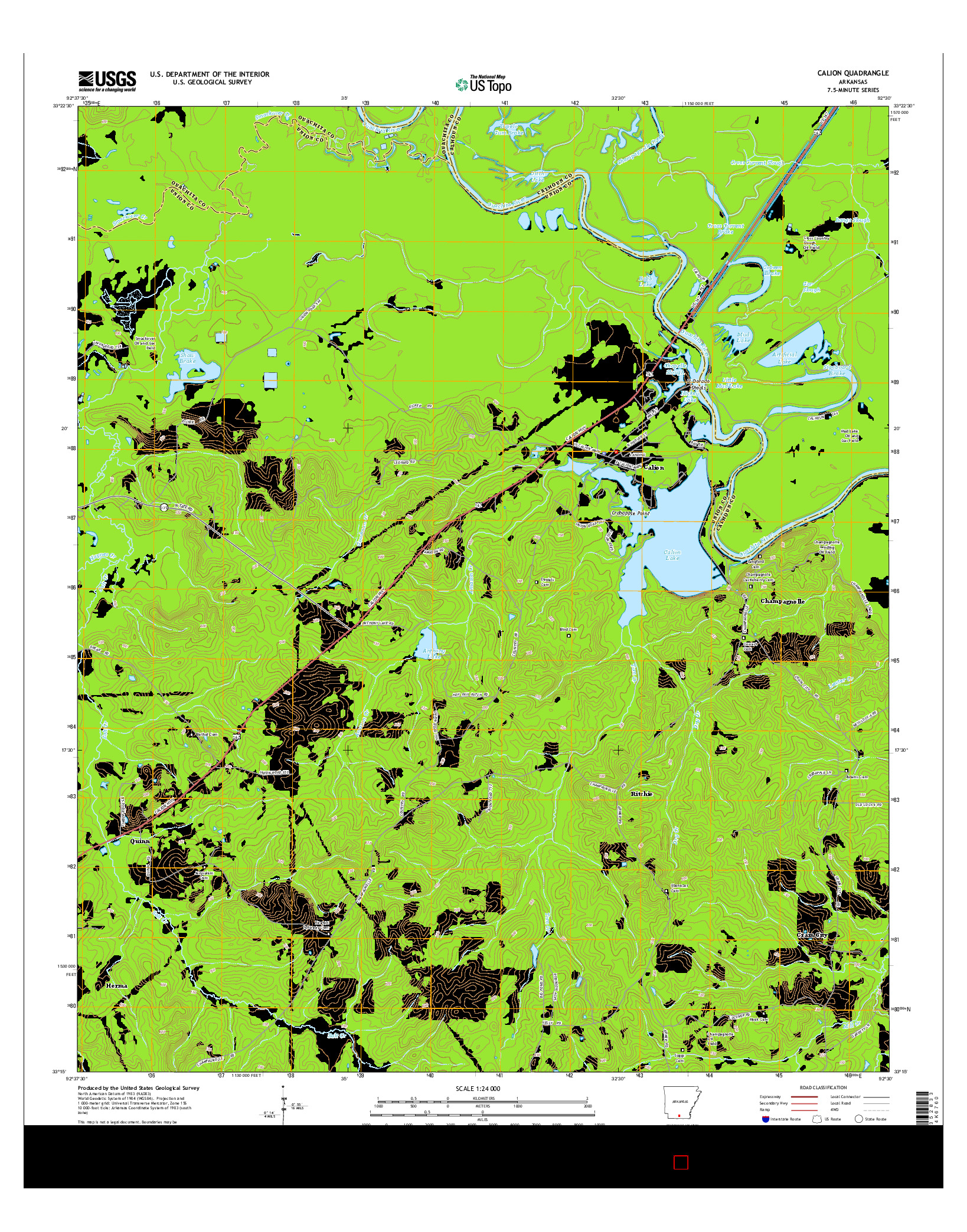 USGS US TOPO 7.5-MINUTE MAP FOR CALION, AR 2014