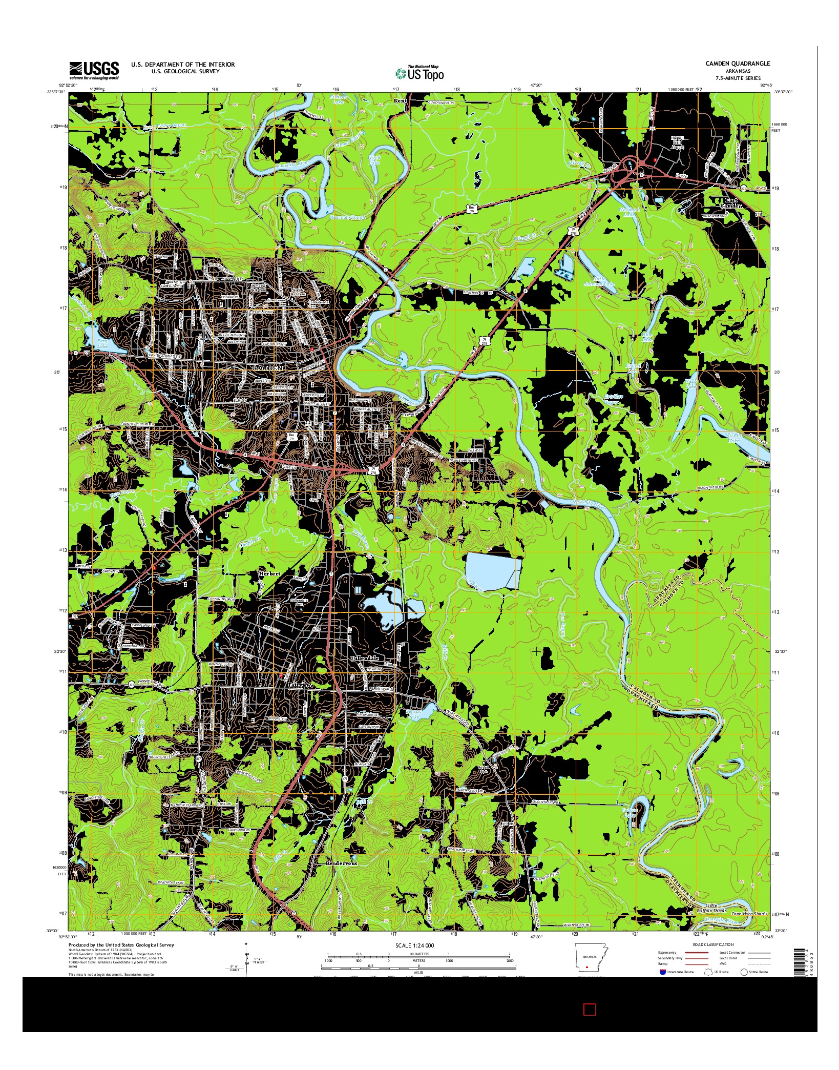 USGS US TOPO 7.5-MINUTE MAP FOR CAMDEN, AR 2014