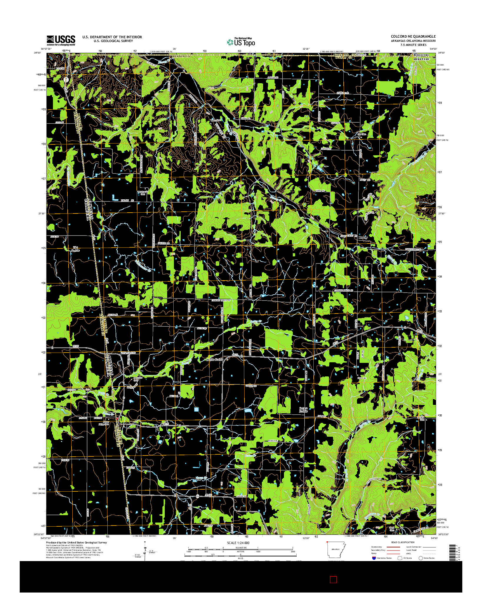 USGS US TOPO 7.5-MINUTE MAP FOR COLCORD NE, AR-OK-MO 2014