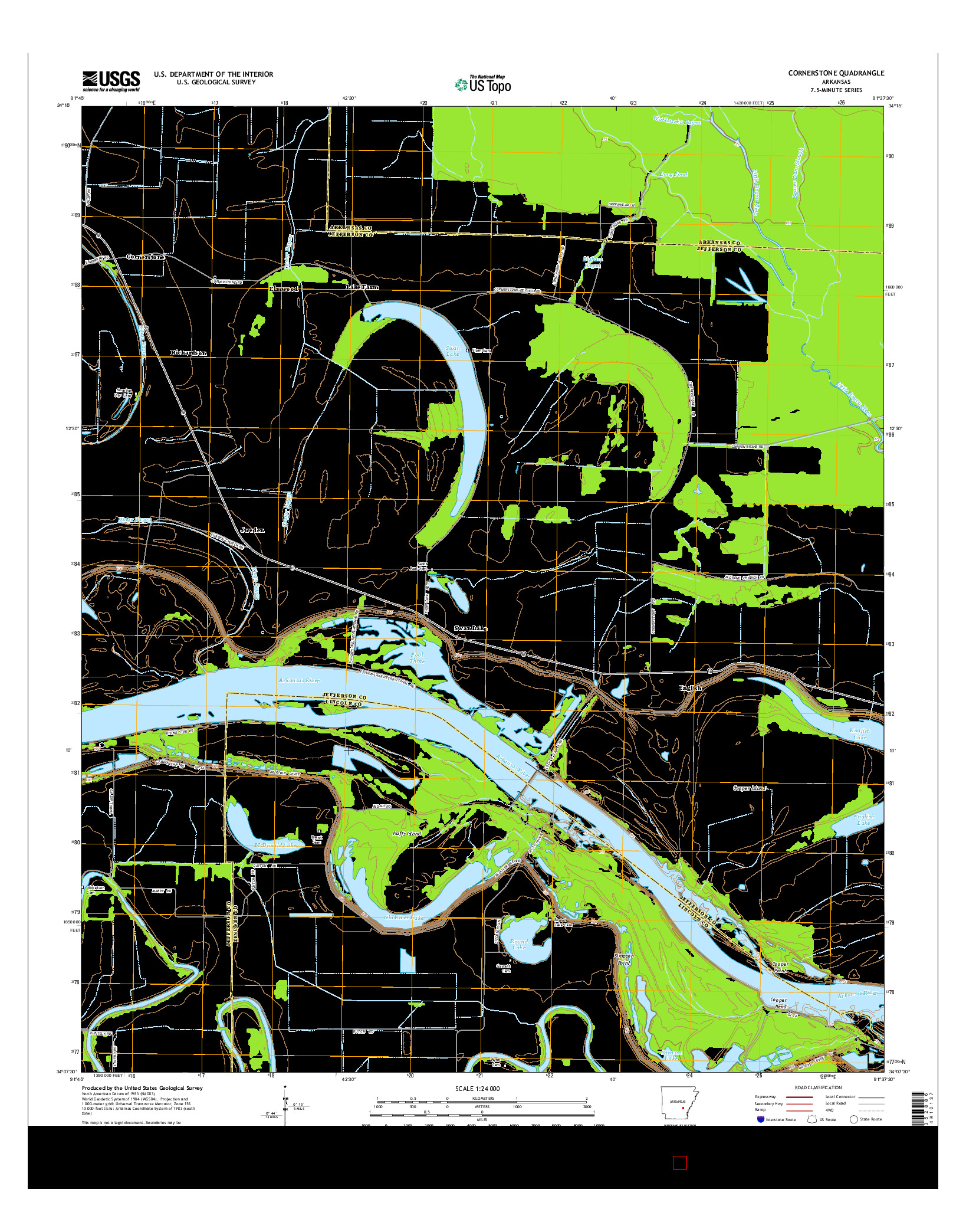 USGS US TOPO 7.5-MINUTE MAP FOR CORNERSTONE, AR 2014