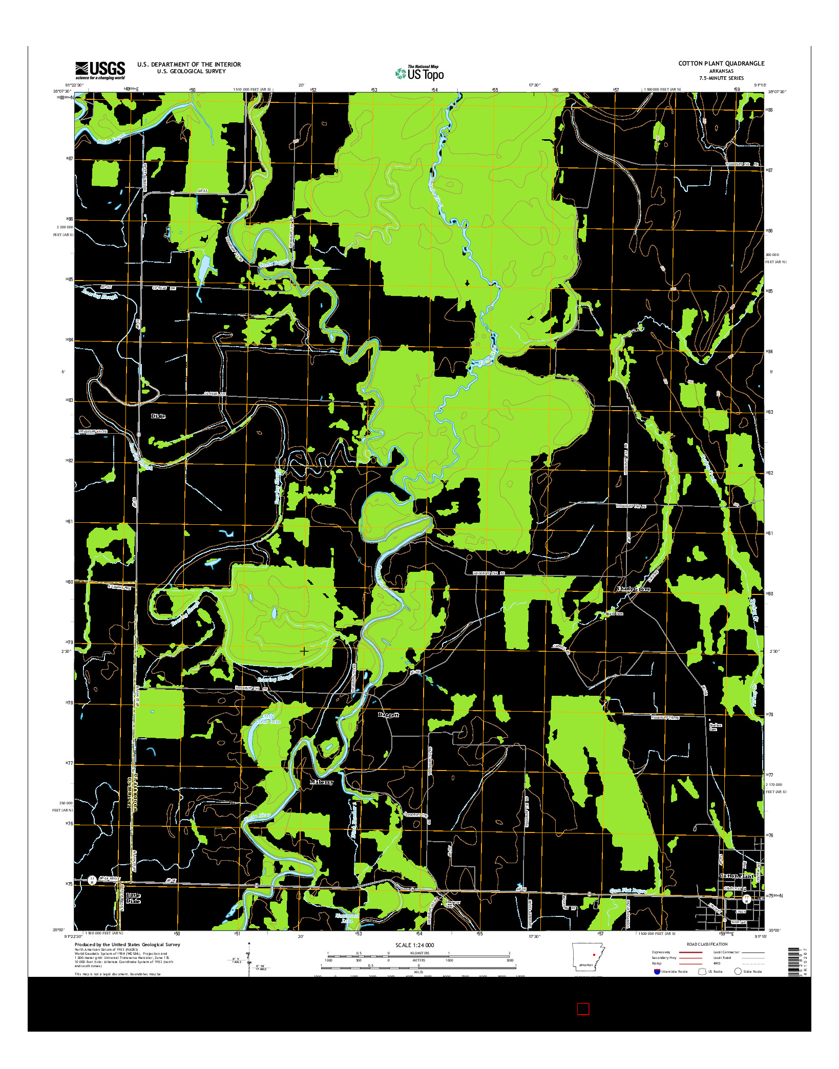 USGS US TOPO 7.5-MINUTE MAP FOR COTTON PLANT, AR 2014