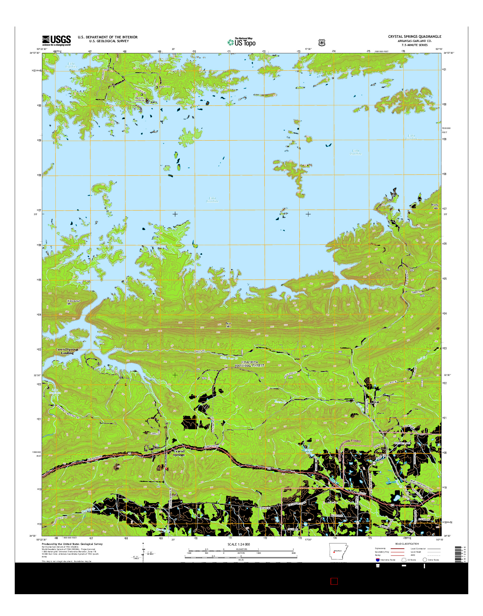 USGS US TOPO 7.5-MINUTE MAP FOR CRYSTAL SPRINGS, AR 2014