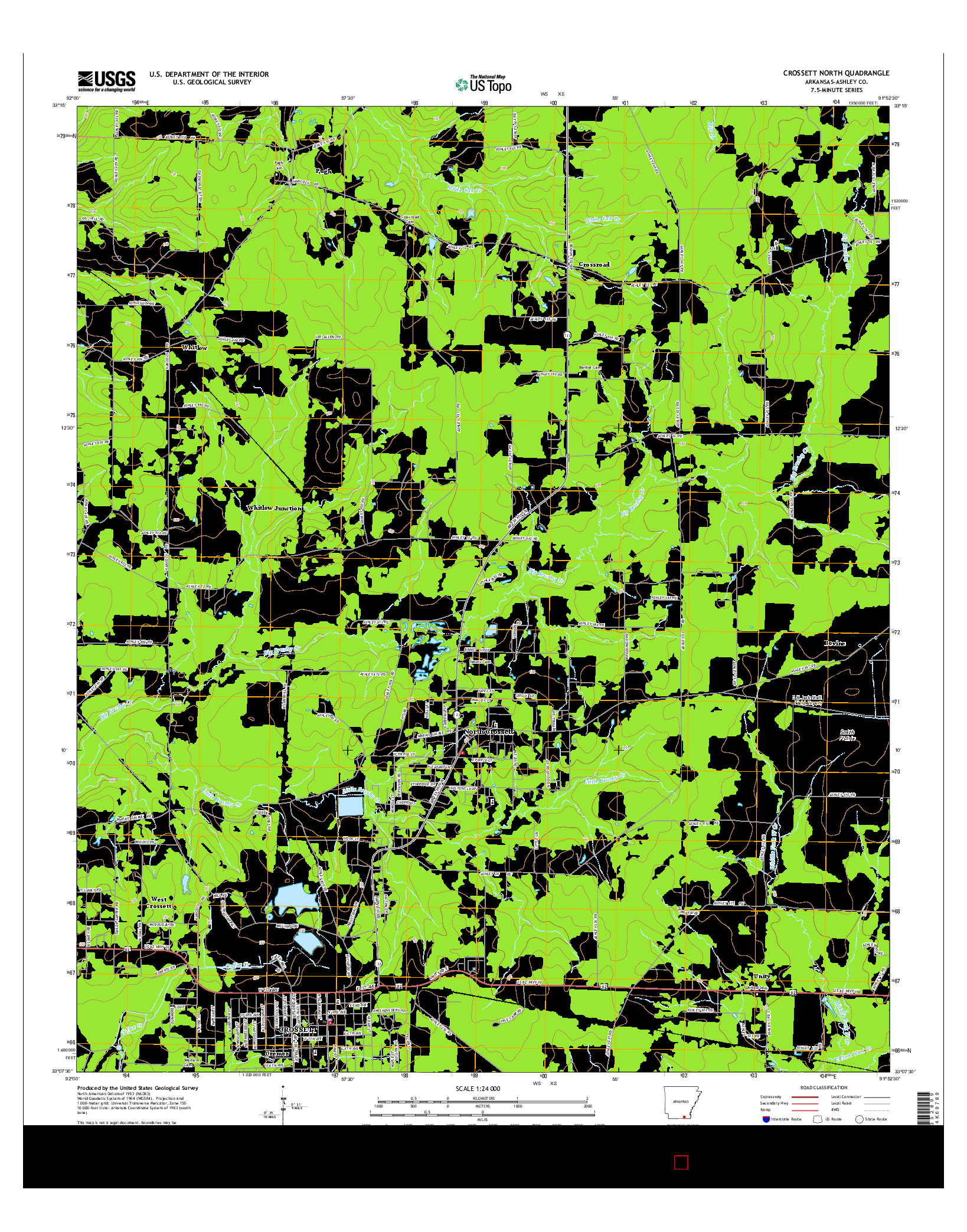 USGS US TOPO 7.5-MINUTE MAP FOR CROSSETT NORTH, AR 2014