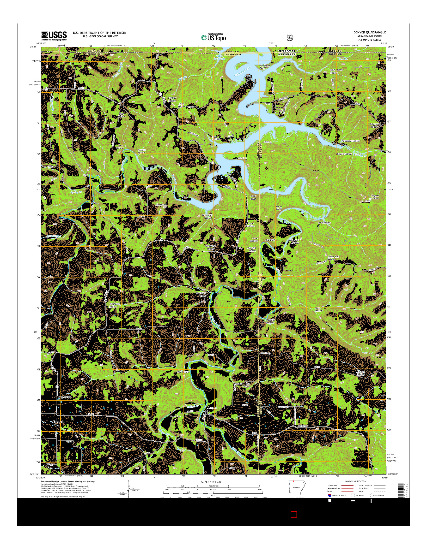 USGS US TOPO 7.5-MINUTE MAP FOR DENVER, AR-MO 2014